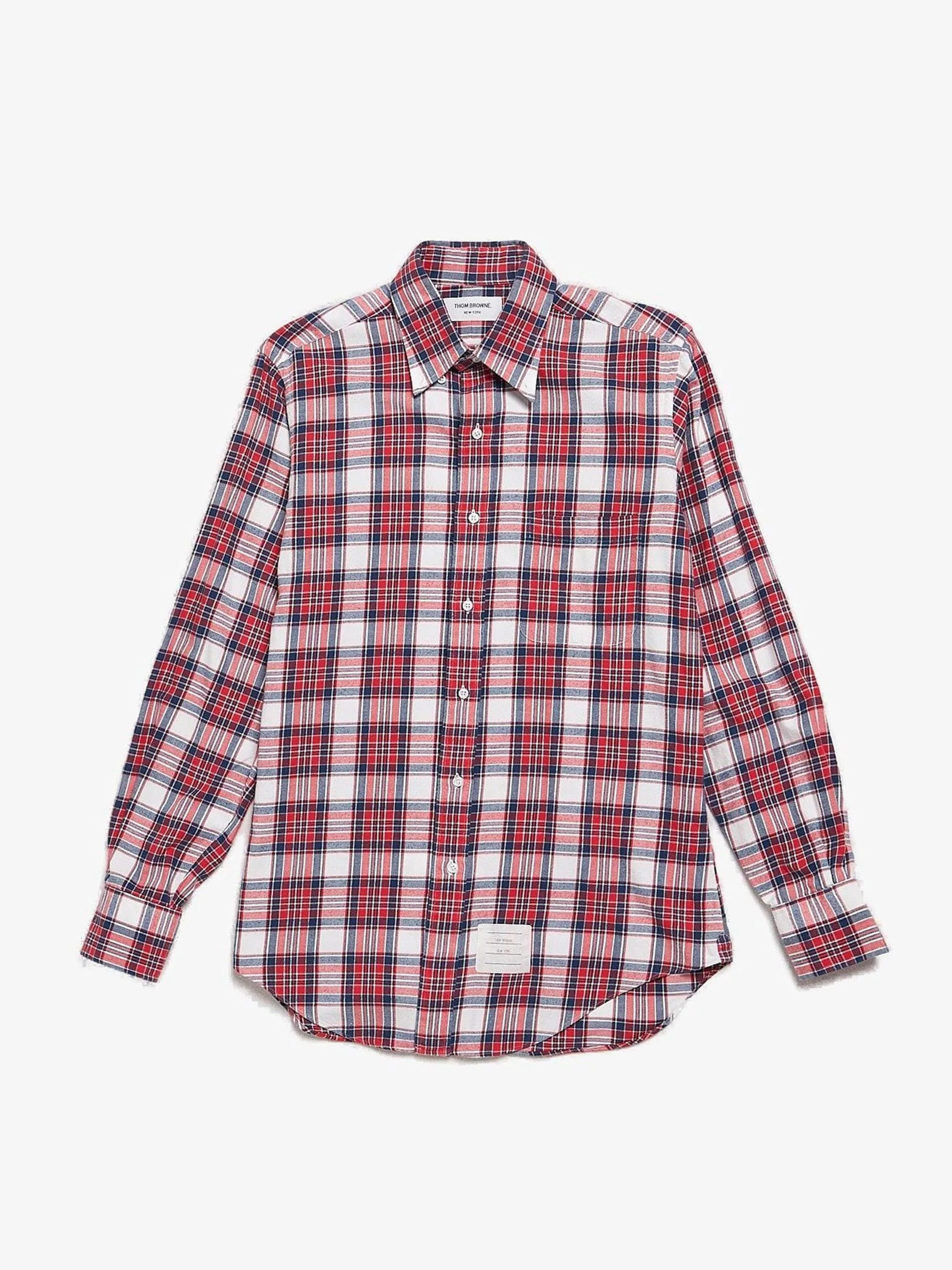 Thom Browne Long Sleeve T Shirts Thom Browne White Short Sleeved & Colorblock Striped Cotton Shirt
