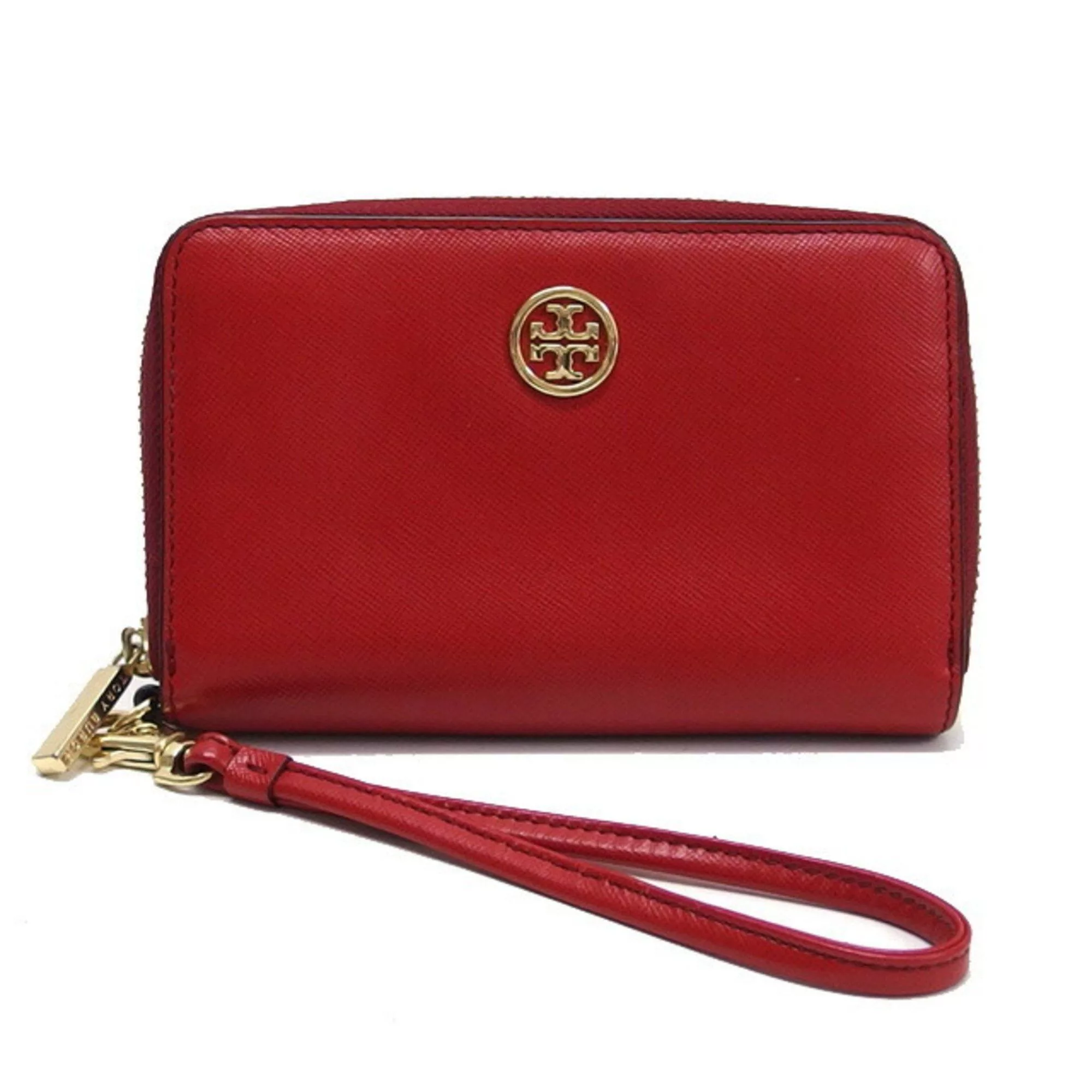 Tory Burch Wallets Tory Burch Round Zip Medium Wallet with Wrist Strap, Red