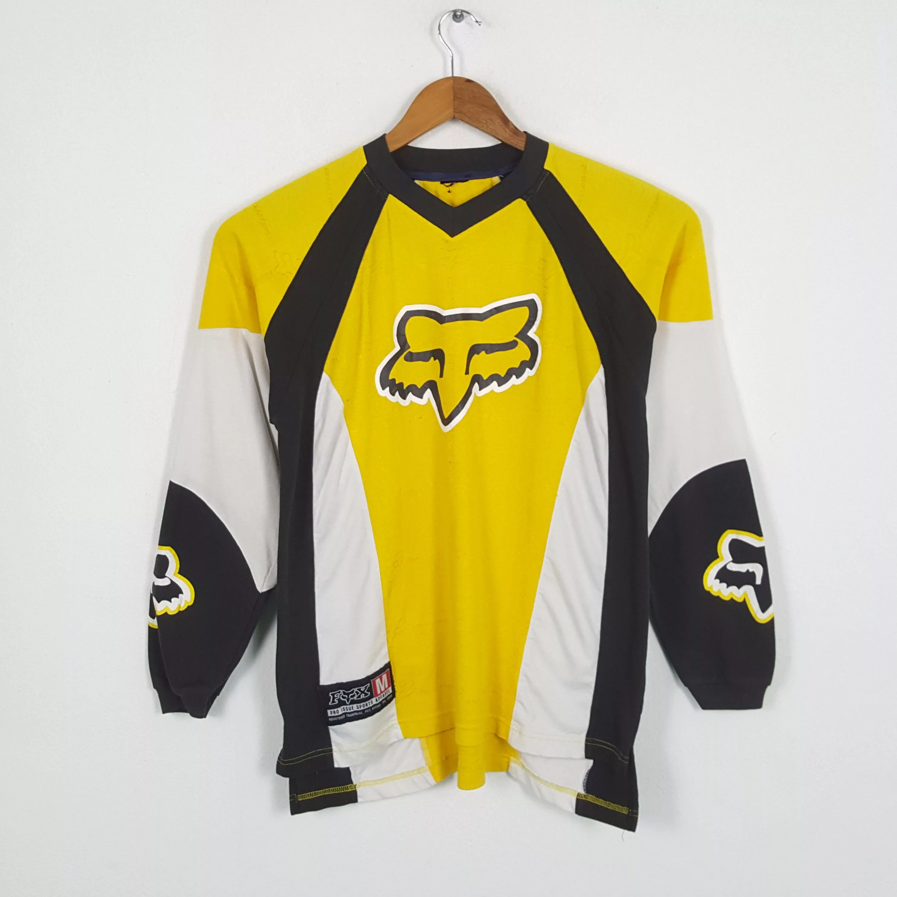 Fox Racing Long Sleeve T Shirts Fox Racing × Vintage Vintage FOX RACING Extreme Motorcycle Motocross T-Shirts Yellow