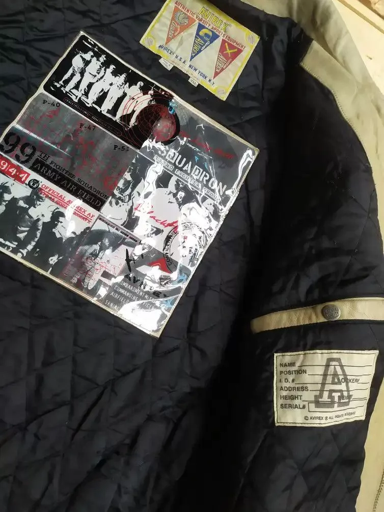 Avirex Leather Jackets AVIREX NYC LIMITED EDITION VARSITY 1941-2000 LEATHER JACKET Gray Sportswear