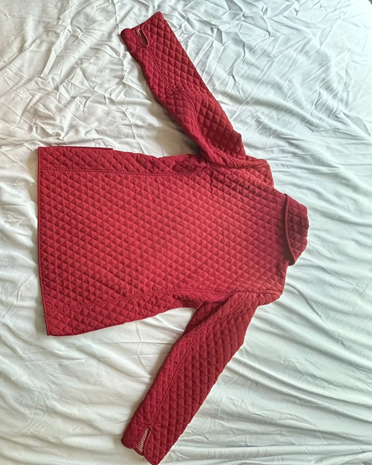 Talbots Jackets Talbots Tablots womens red quilted snap up jacket w/pockets