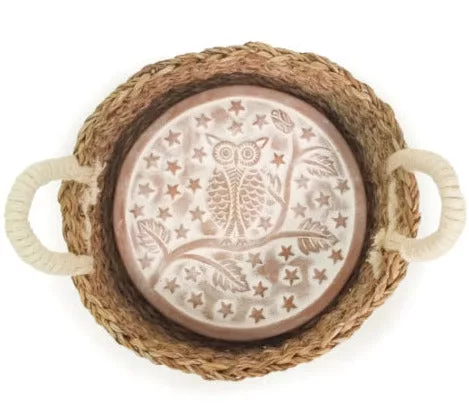 Owl Round Bread Warmer & Basket