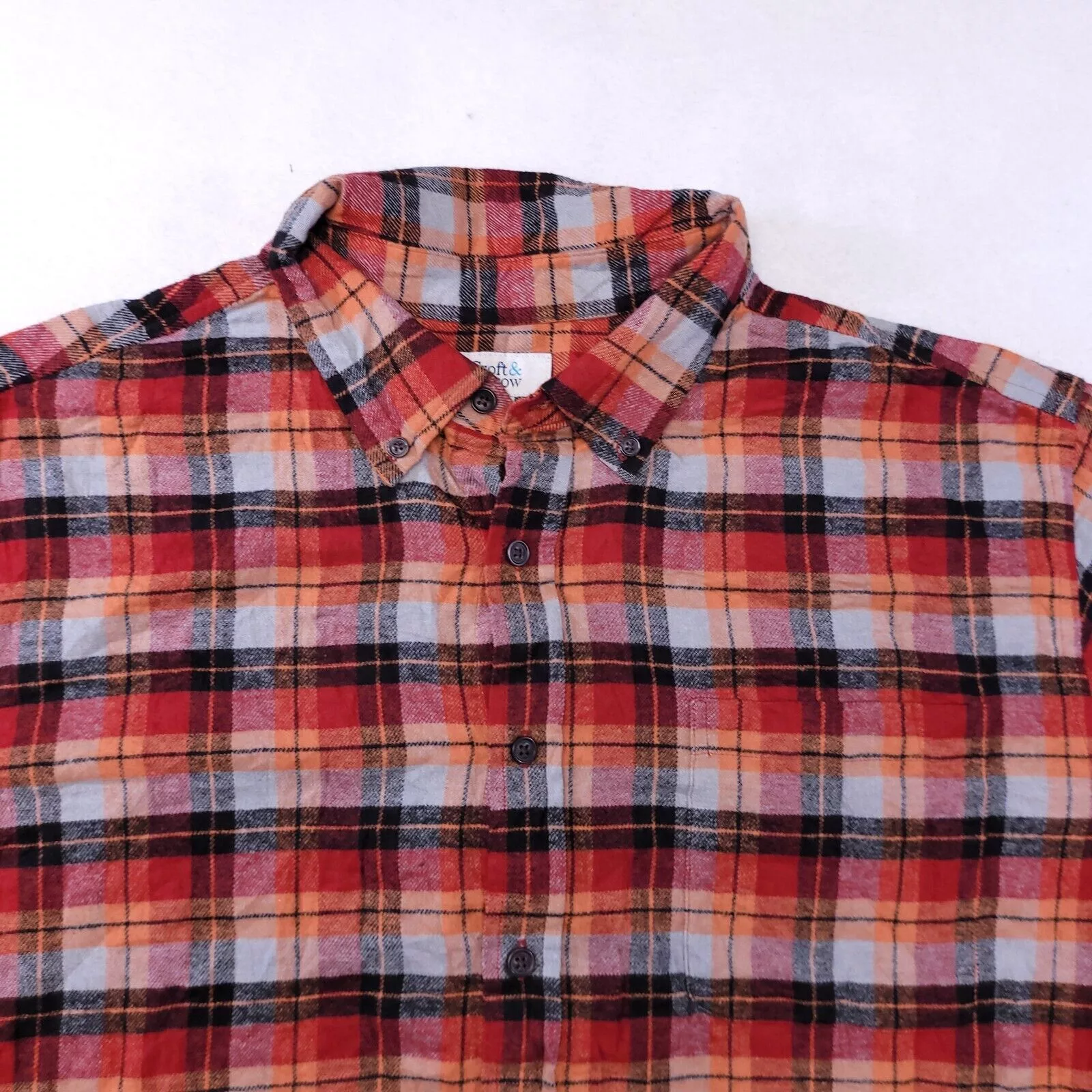 Croft & Barrow Shirts Button Ups Croft & Barrow Madras Flannel Shirt Mens Size XL Red Gray