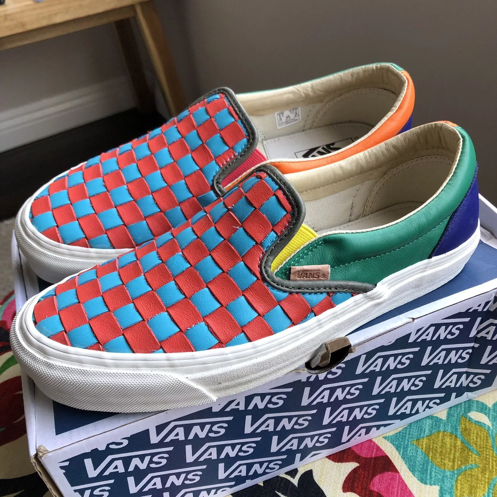 Vans Slip Ons Vans Vault ‘Checkered Past’ Multi-Color OG Slip-On LX Woven Leather