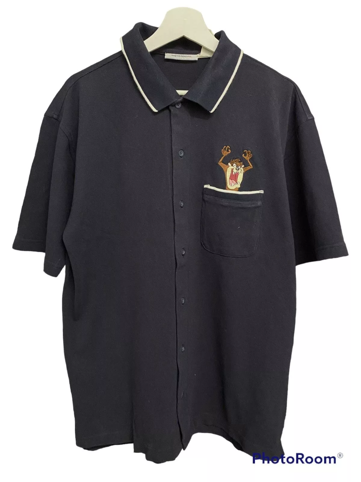 Cartoon Network Shirts Button Ups Cartoon Network × Warner Bros Tasmanian Devil Warner Bros Shirt 1998 Blue