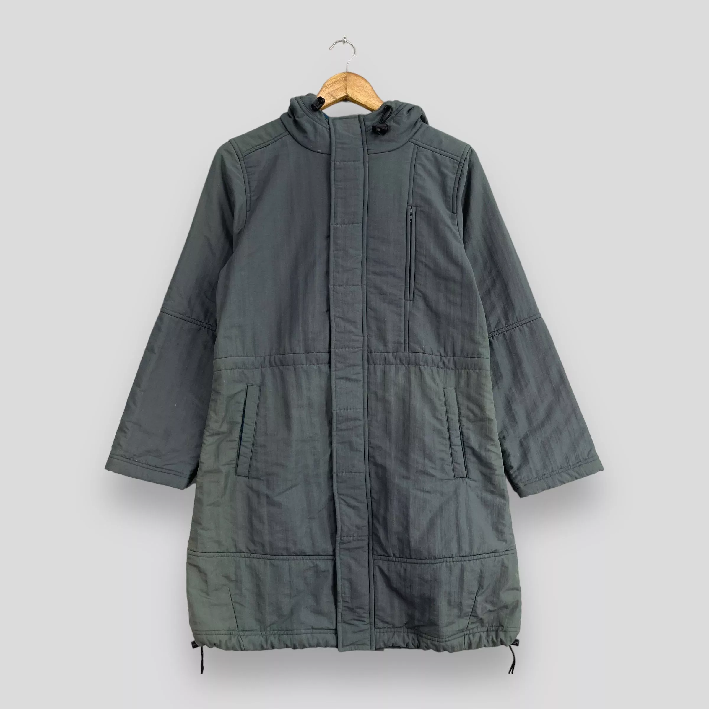 Nike Jackets Vintage NIKE Swoosh Quilted Parka Hoodie Sun Faded Jacket Gray Sportswear