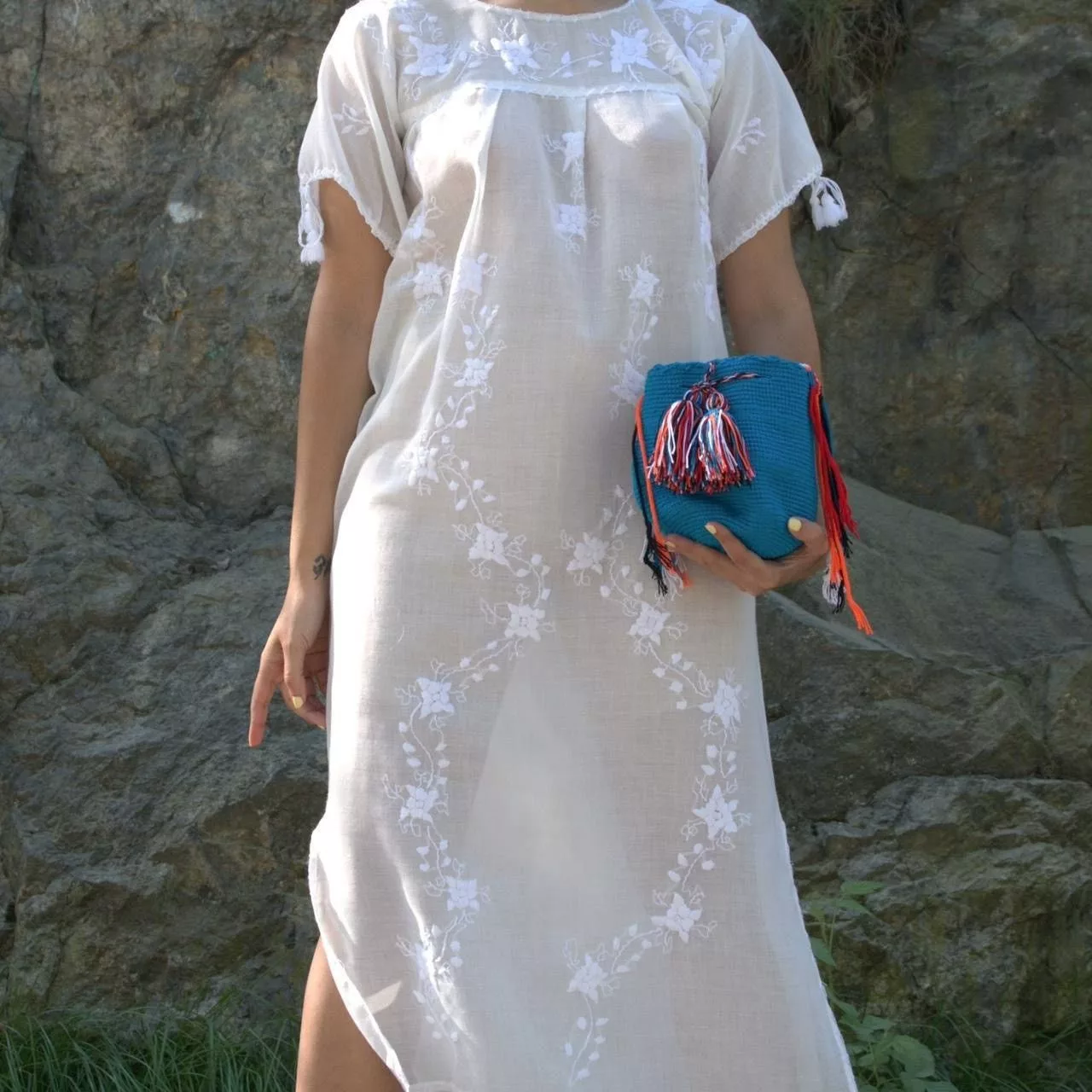 Vintage Midi Dresses Vintage Cotton Nightgown Dress White