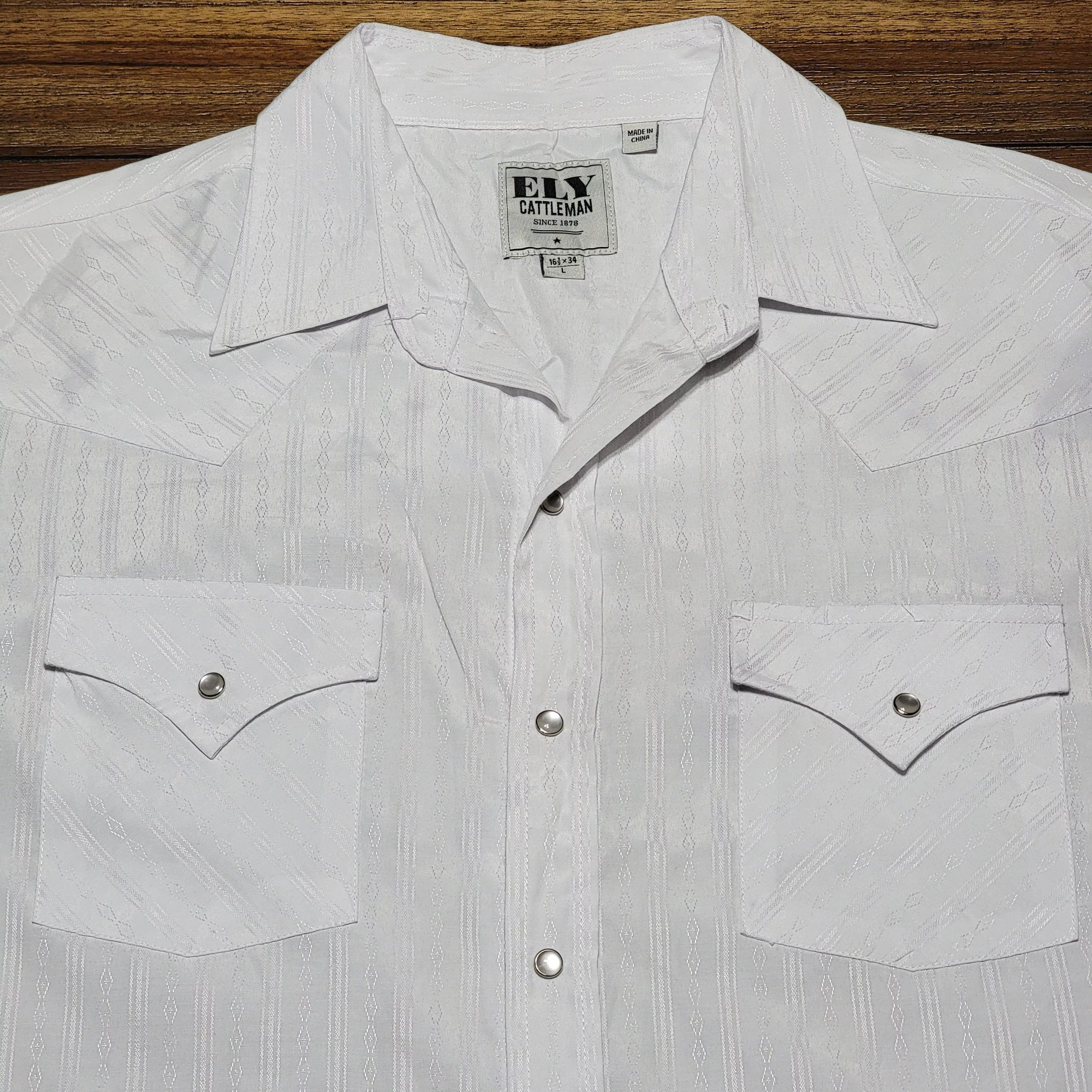 Other Shirts Button Ups Other Ely Cattleman Pearl Snaps LS Western - Large (16 1/2 x 34) White