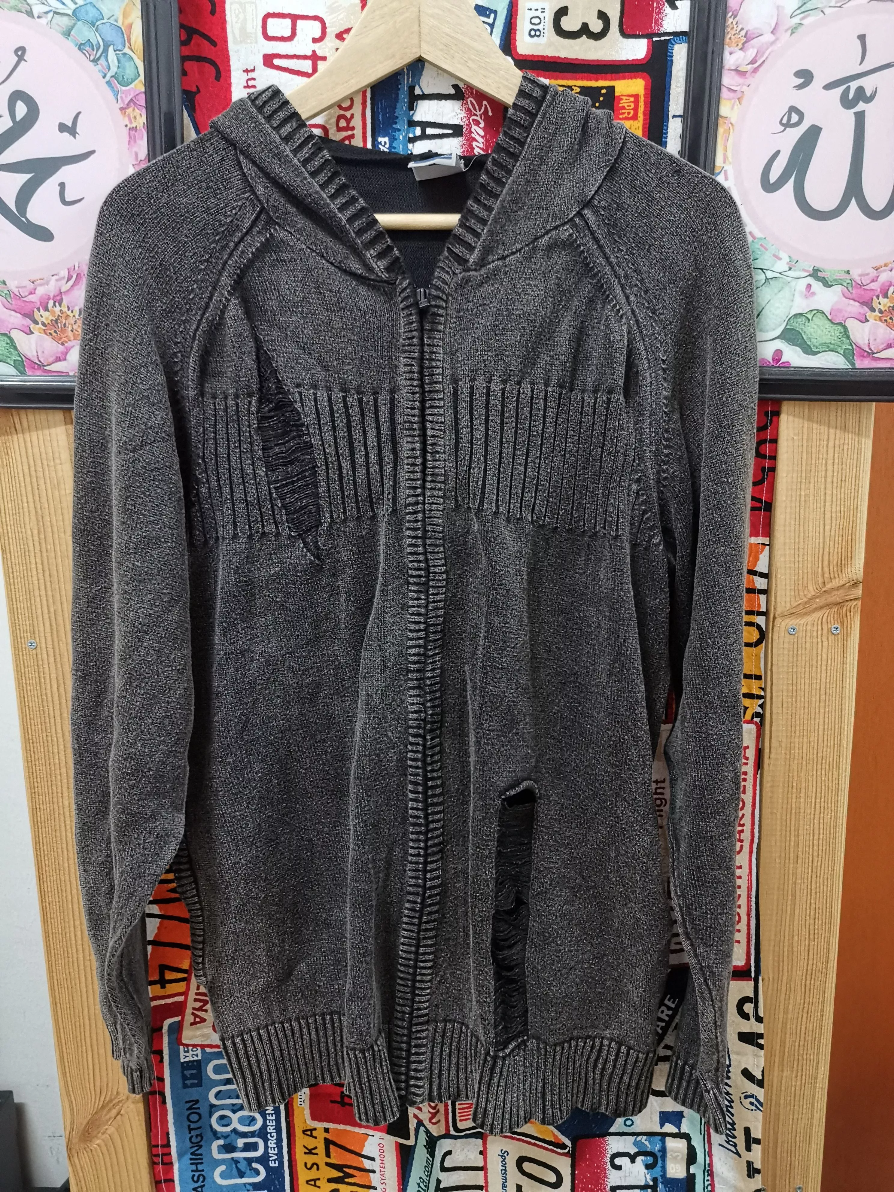 PPFM Sweaters Knitwear PPFM ripped hoodie Multi Streetwear