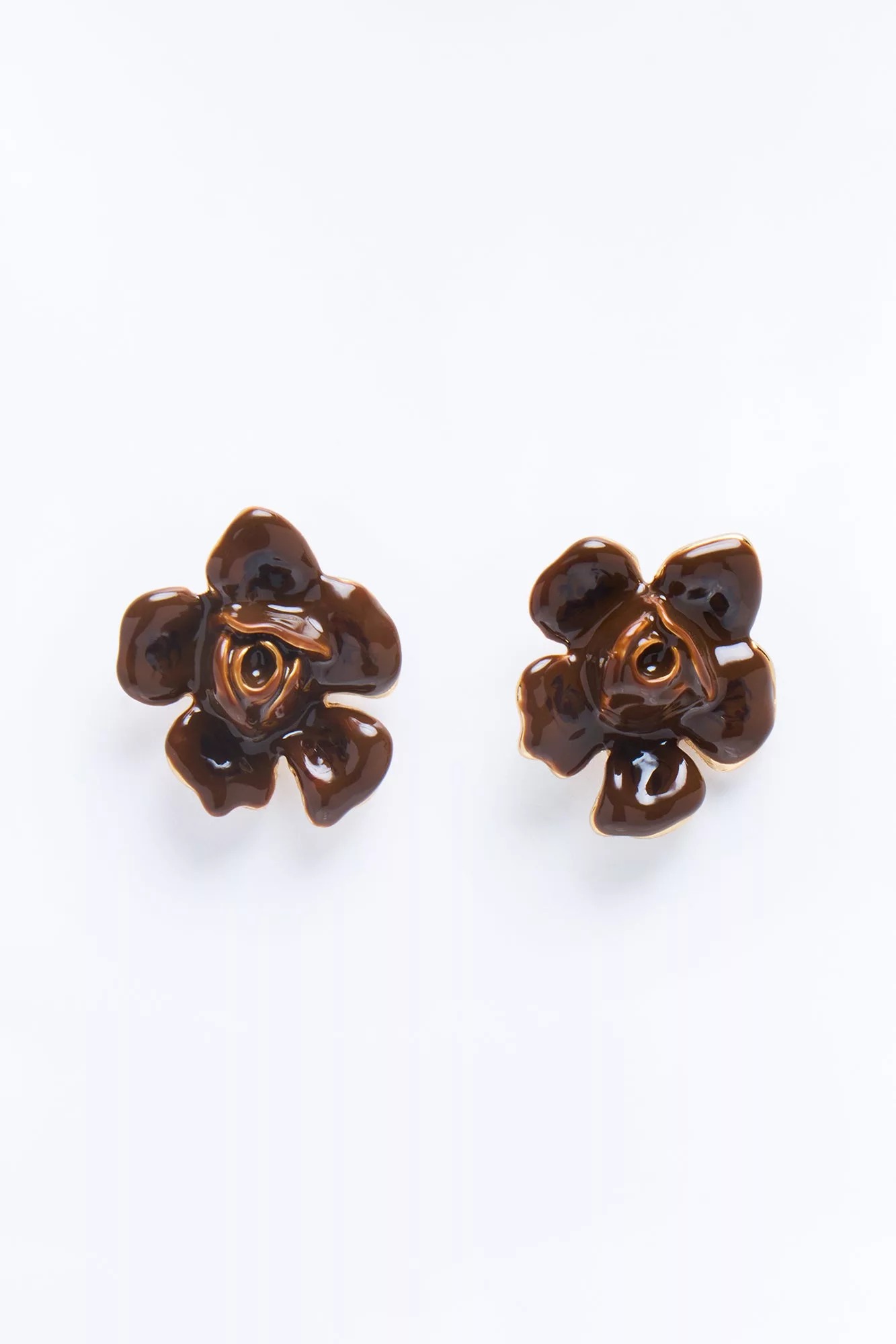 All The Roses Stud Earrings - Brown