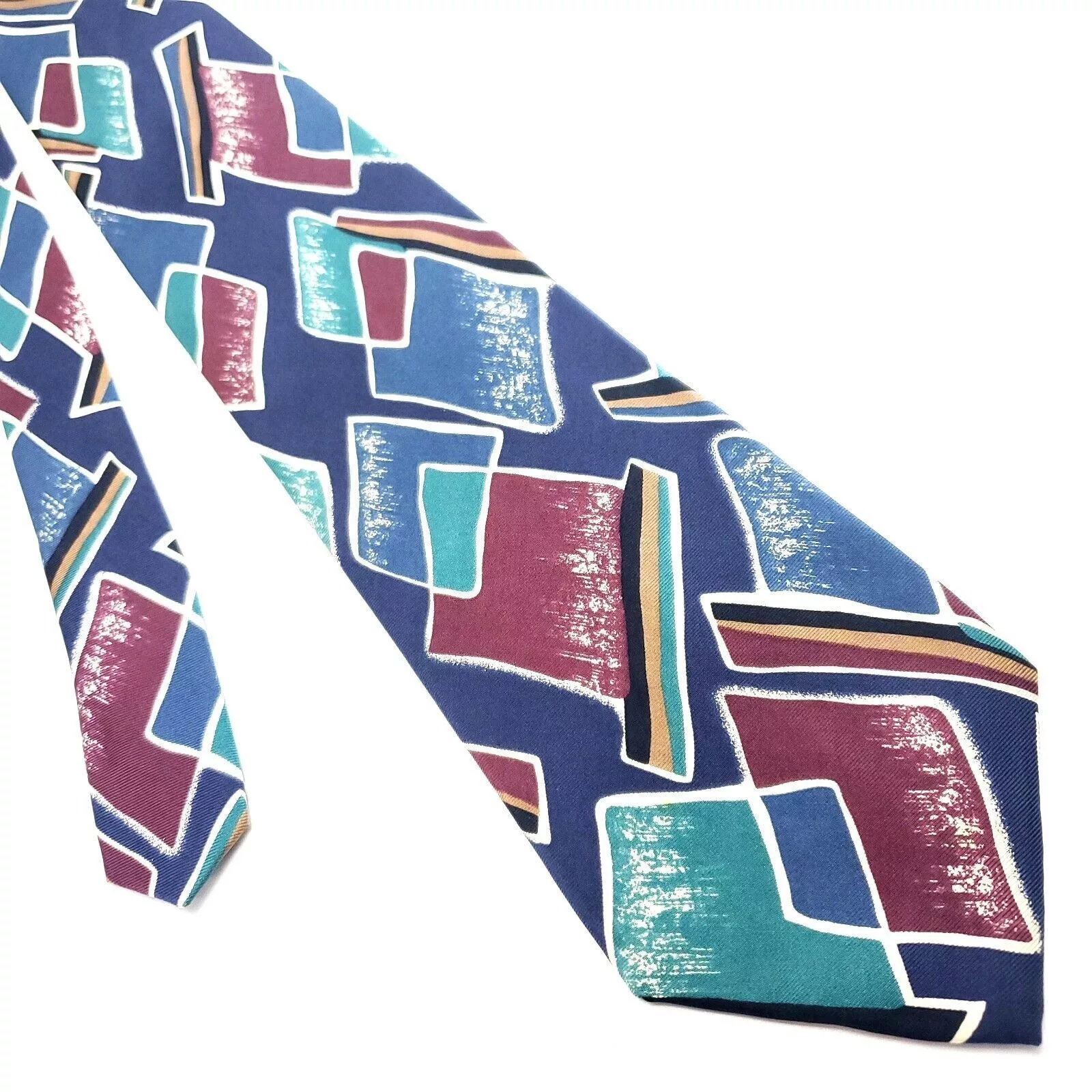 Henry Grethel Ties Pocketsquares Henry Grethel Multi Colored Silk Tie Woven Abstract Blue
