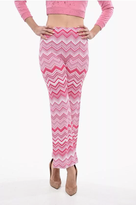 Missoni Pants Missoni og1mm0724 Viscose Blend Straight Fit Pants in Pink