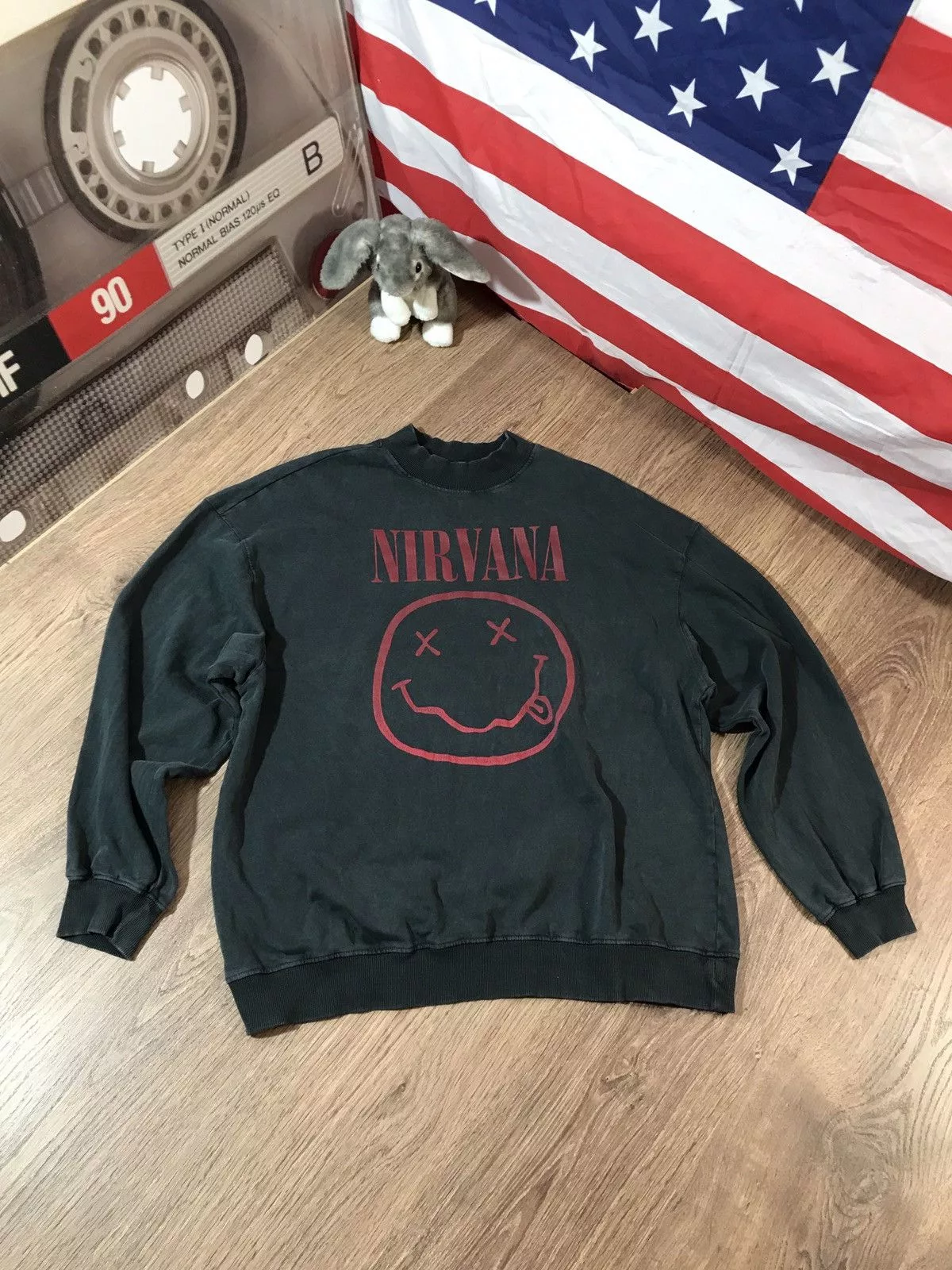 Nirvana Sweatshirts Hoodies Nirvana × Vintage Nirvana vintage sweatshirt Smiley Multi Streetwear