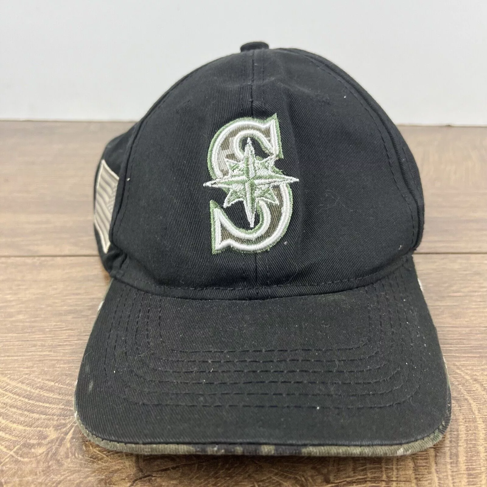 Other Hats Other Seattle Mariners MLB Hat USA Flag Patch Black Hat Adjustable