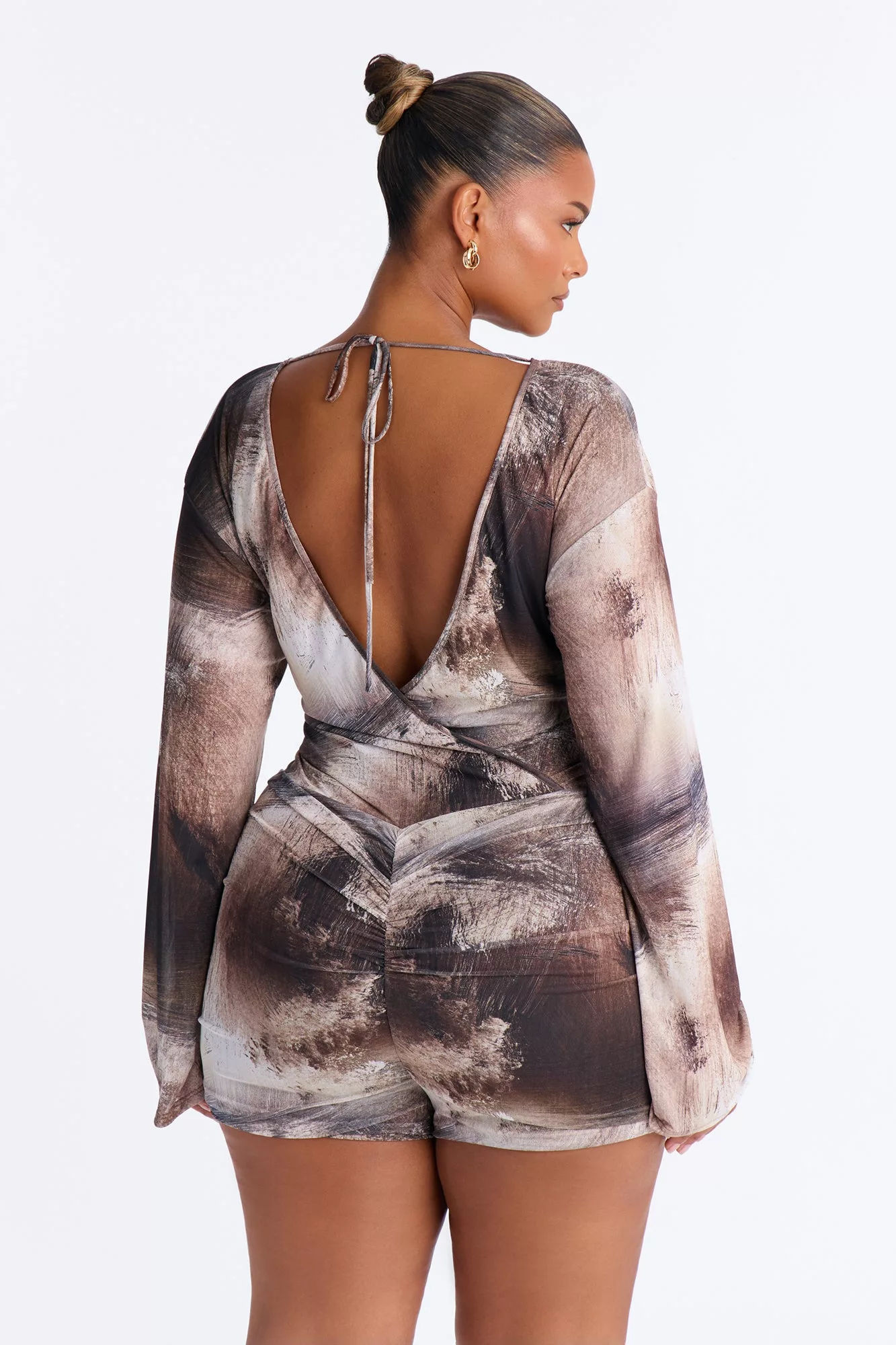 Shadow Heat Long Sleeve Romper - Chocolate