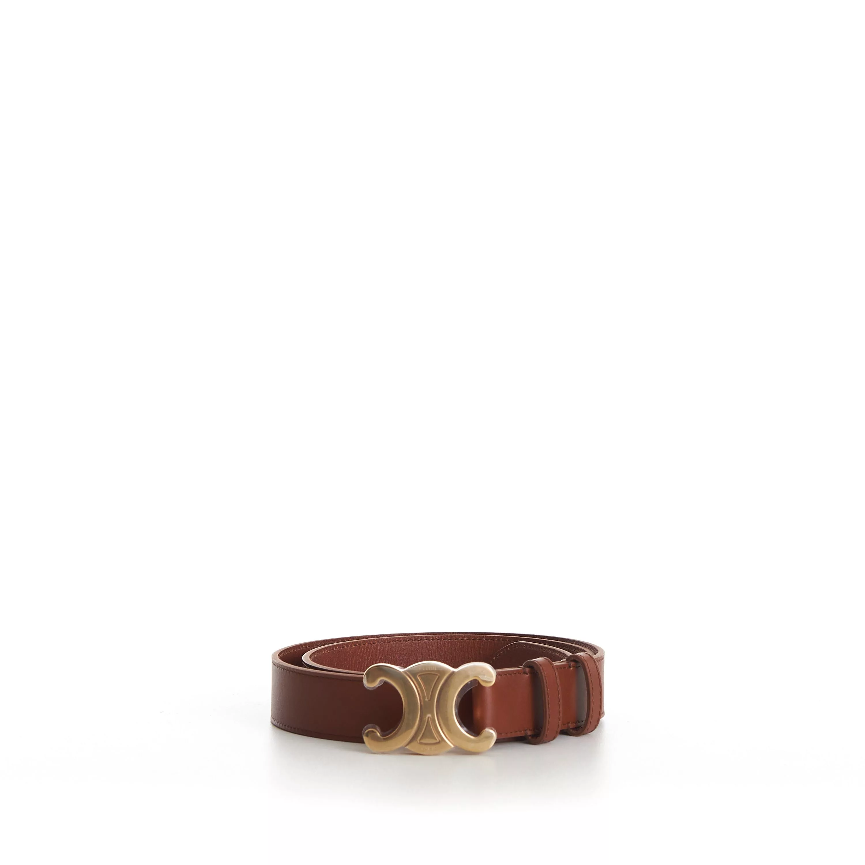 Celine Belts Celine Large Triomphe Buckle Belt - Size 80 Brown