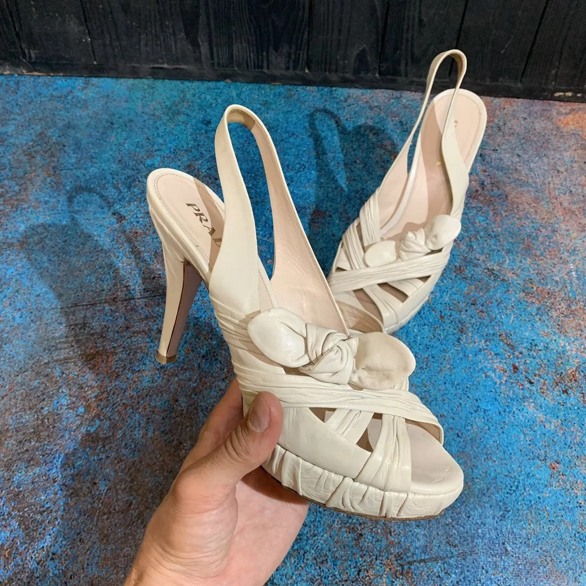 Prada Heels Prada Leather Heels Size 38 Beige Luxury