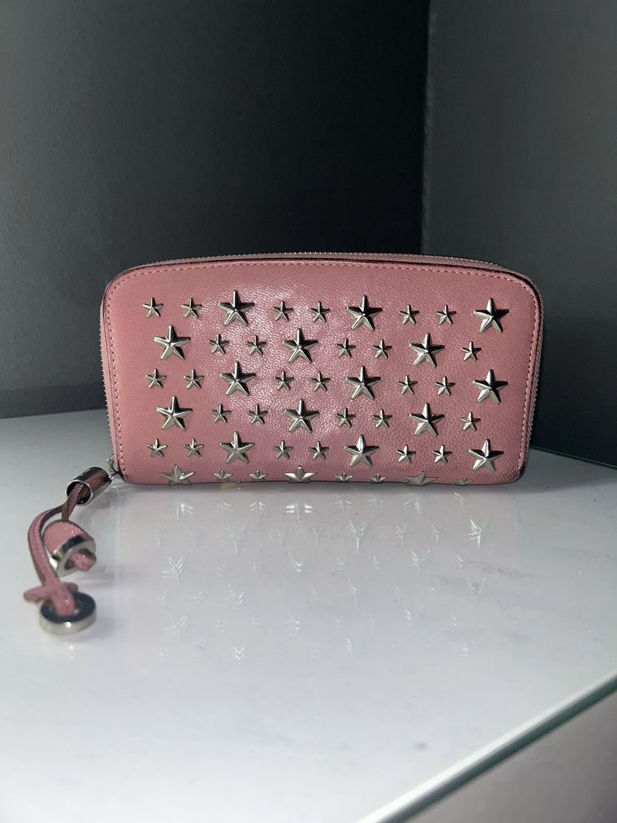 Jimmy Choo Wallets Jimmy Choo Pink Felipa Star Studded Zippy Wallet
