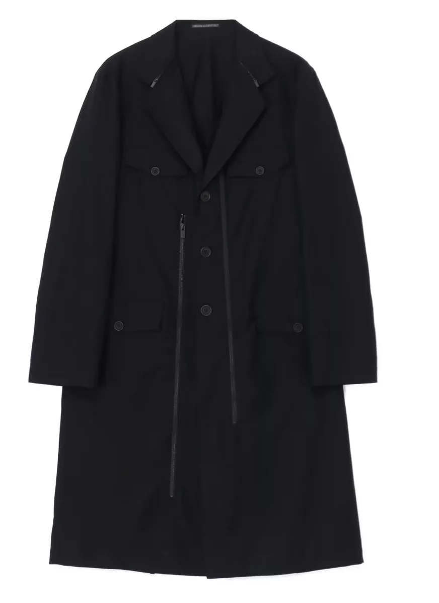 Yohji Yamamoto Light Jackets Yohji Yamamoto Pour Homme W/GABARDINE Open Button Big Jacket Black
