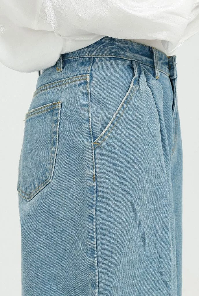 Designer Denim Designer × Japanese Brand Blue Washed Loose Wide Leg Straight Jeans Streetwear