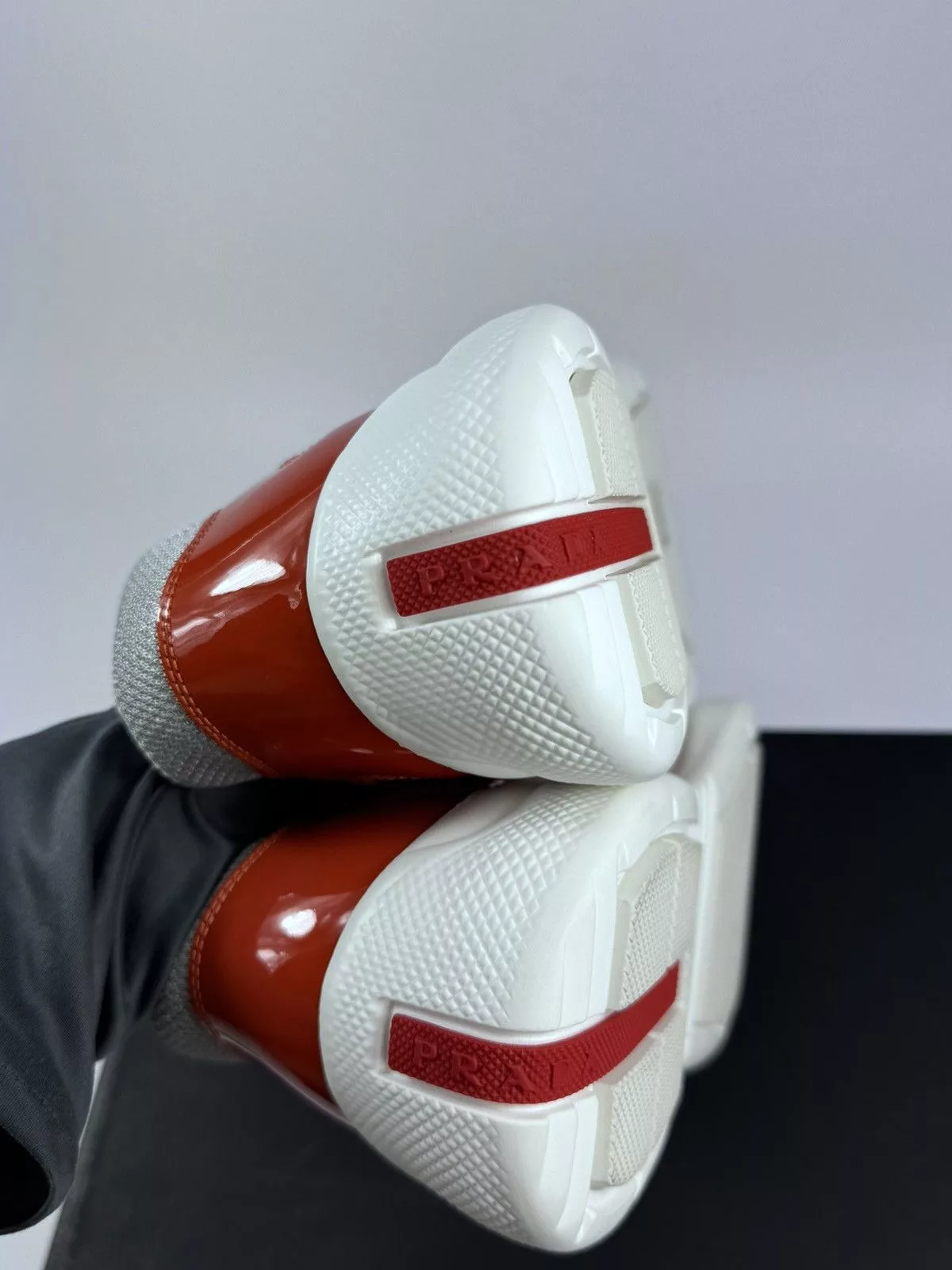 Prada Low Top Sneakers Prada PATENT FINISH SNEAKERS Orange