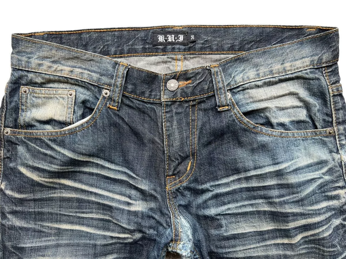 Japanese Brand Denim Japanese Brand Distressed Faded Denim Jeans 36x35 Blue Streetwear