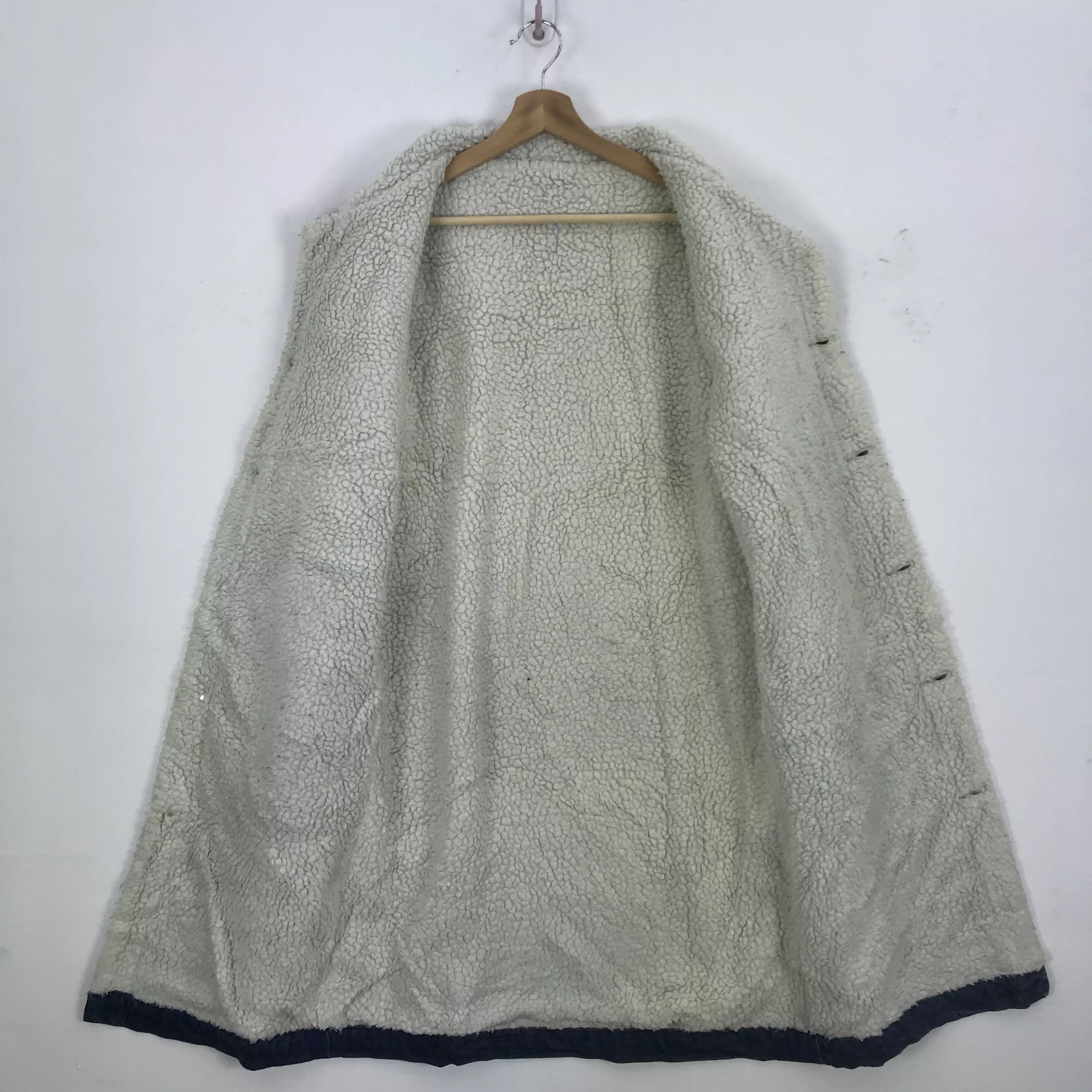 If Six Was Nine Light Jackets If Six Was Nine × Japanese Brand × Vintage Vintage Japanese Shearling Jacket Denim Long Coat Jacket Multi