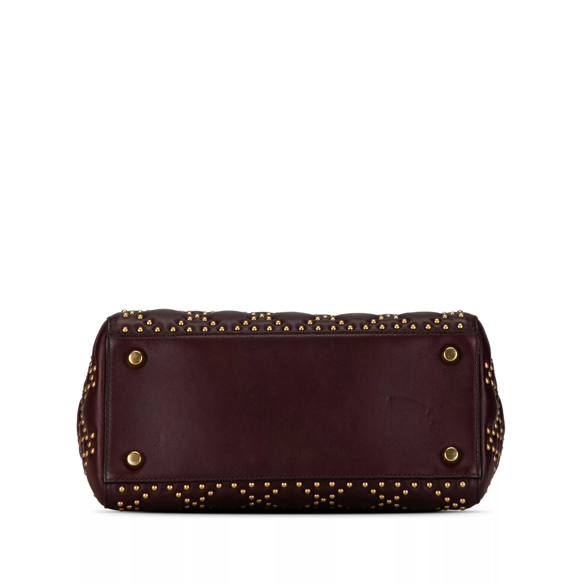 Dior Messengers Satchels Dior Medium Lambskin Cannage Studded Supple Lady Dior Red