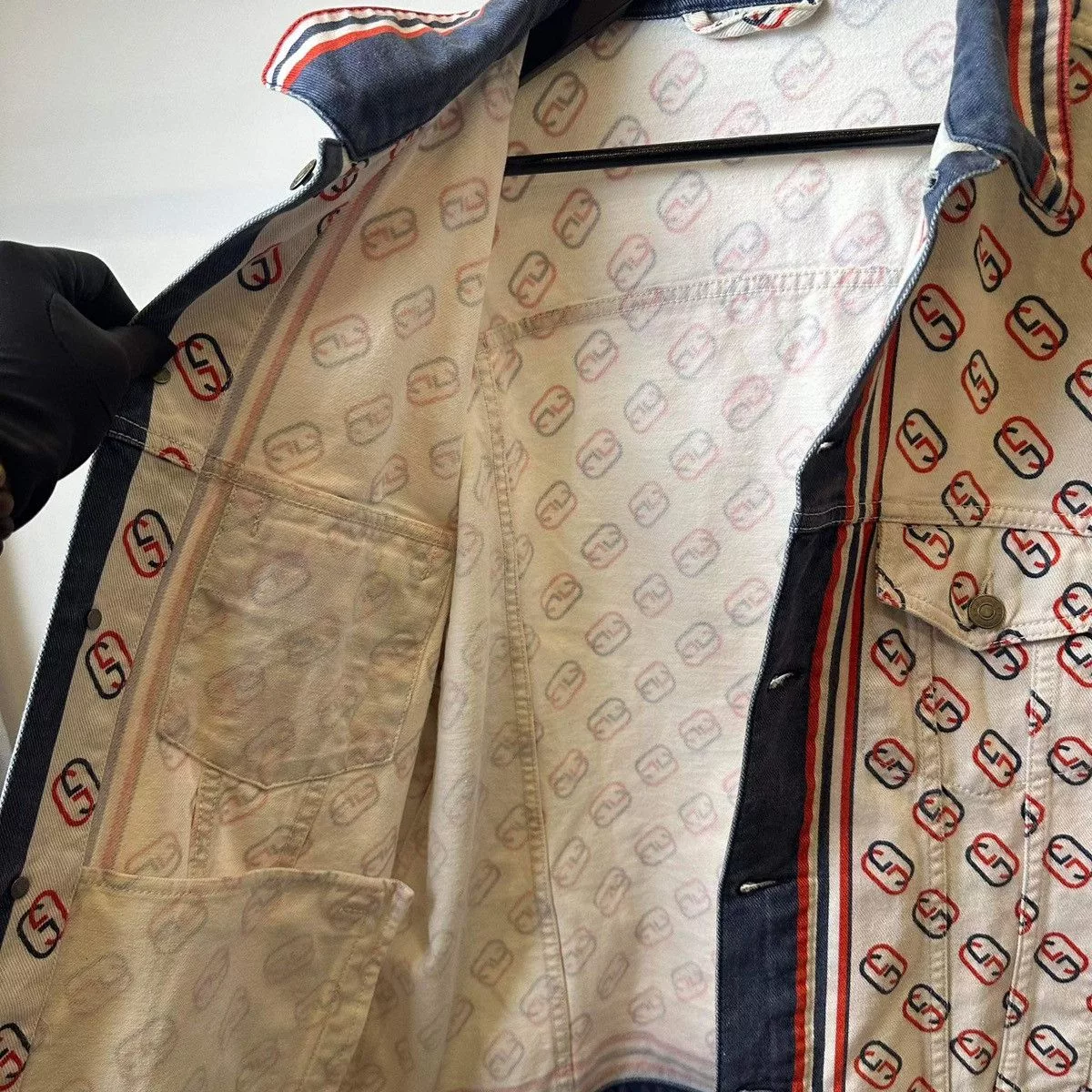 Gucci Denim Jackets GUCCI MONOGRAM “GC” JEANS JACKET White Luxury