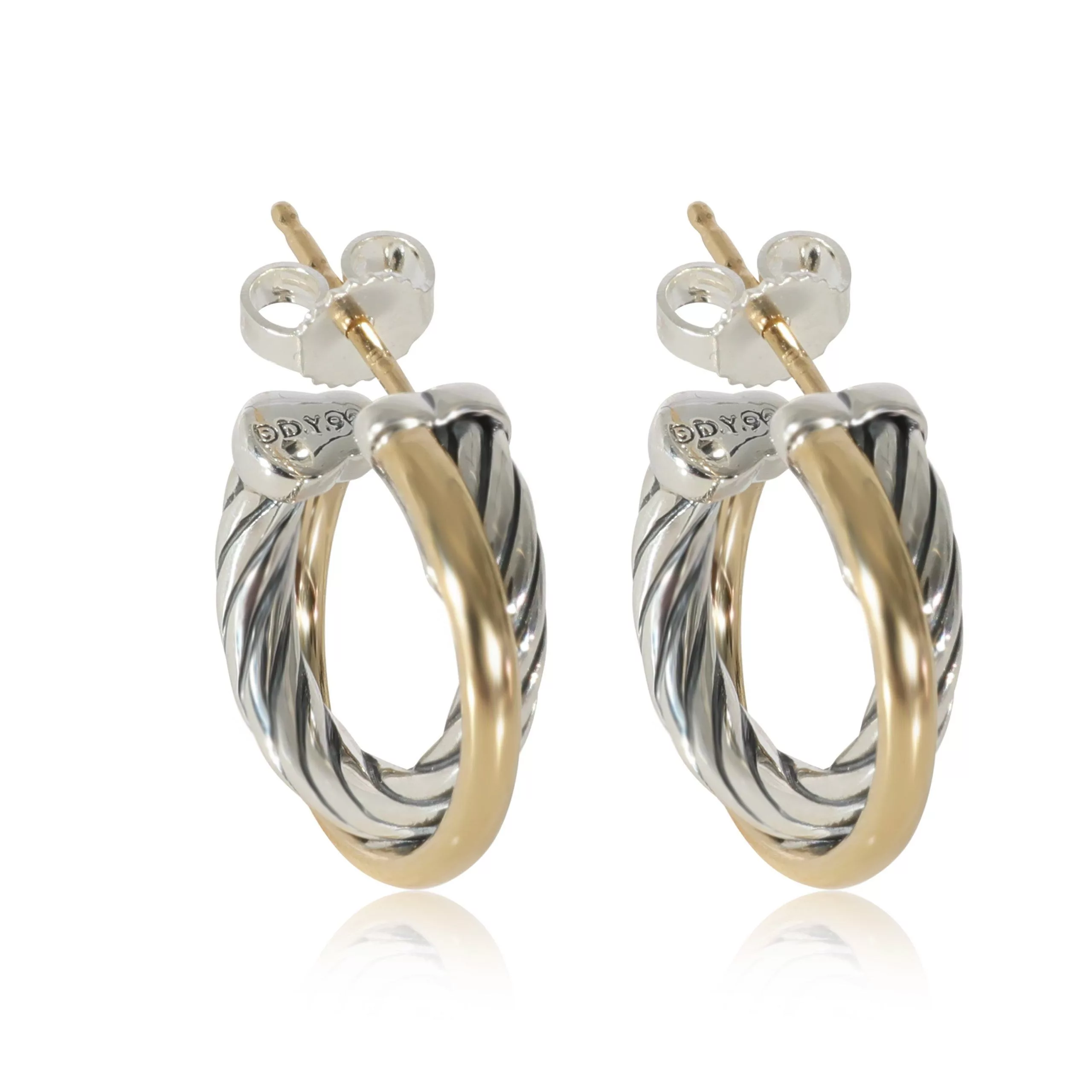 David Yurman Rings David Yurman Small Crossover Hoop Earrings in Yellow Gold/Sterling Silver