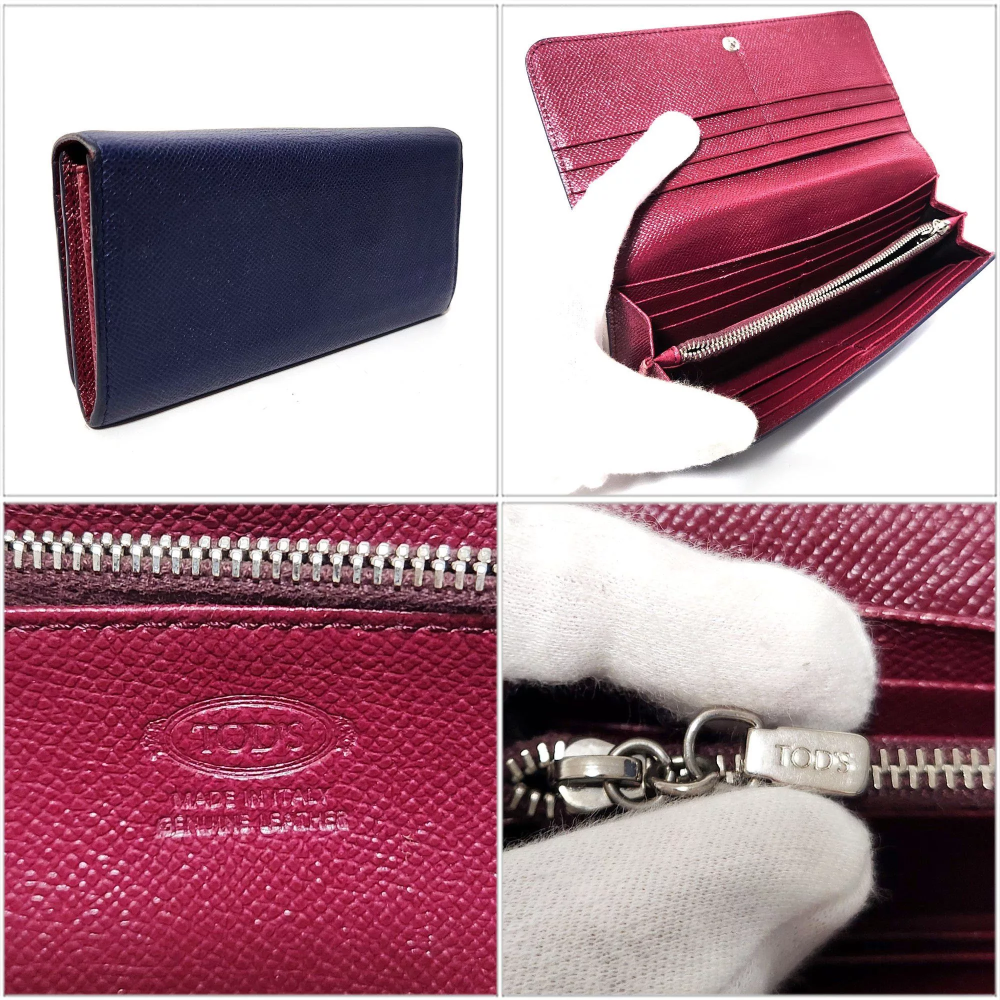 Tod's Wallets Tod's Bi-fold Wallet - Blue Leather Long Men Women