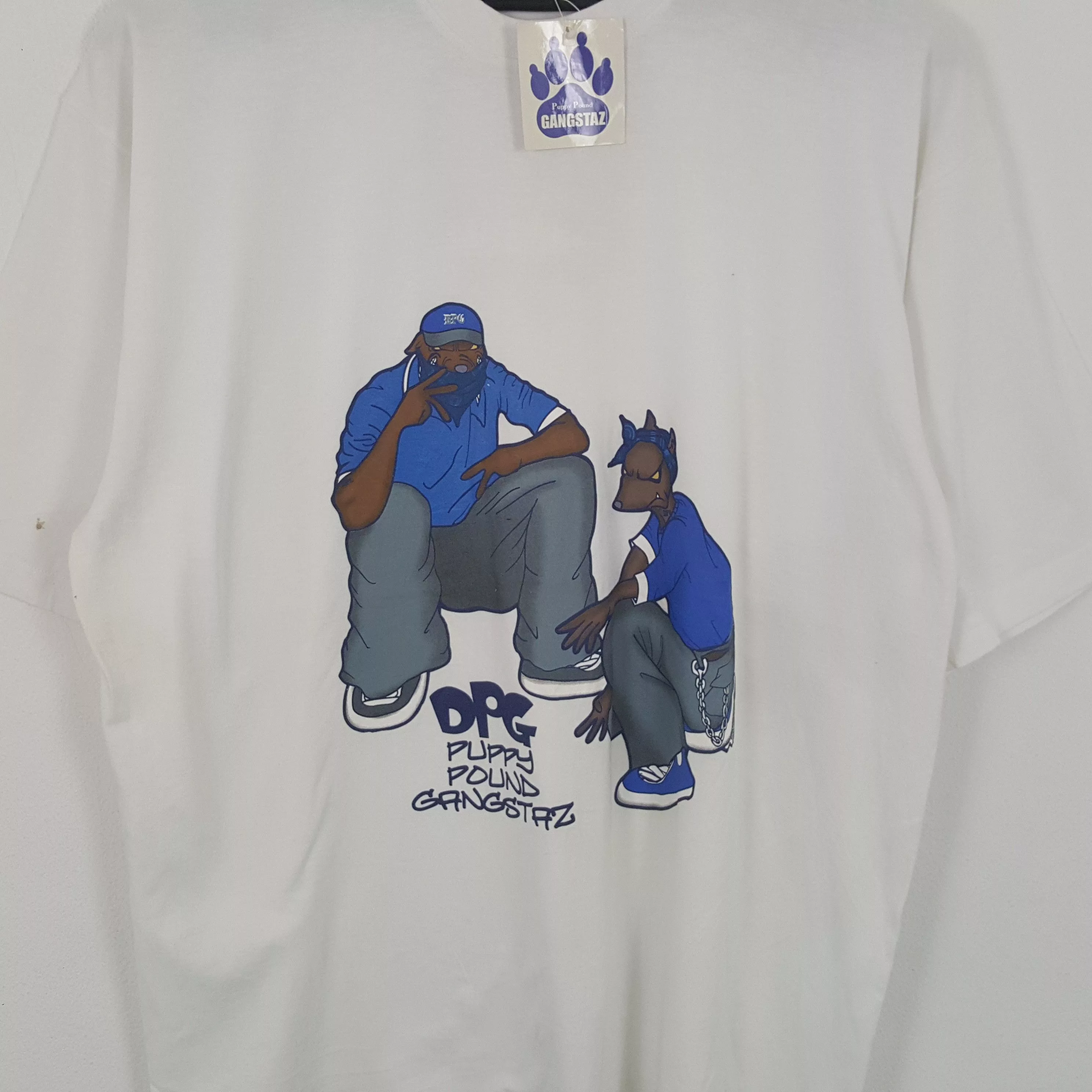 Band Tees Short Sleeve T Shirts Band Tees × Rap Tees × Vintage DPG PUPPY POUND GANGSTAZ Tshirt Rap Hip Hop Style White