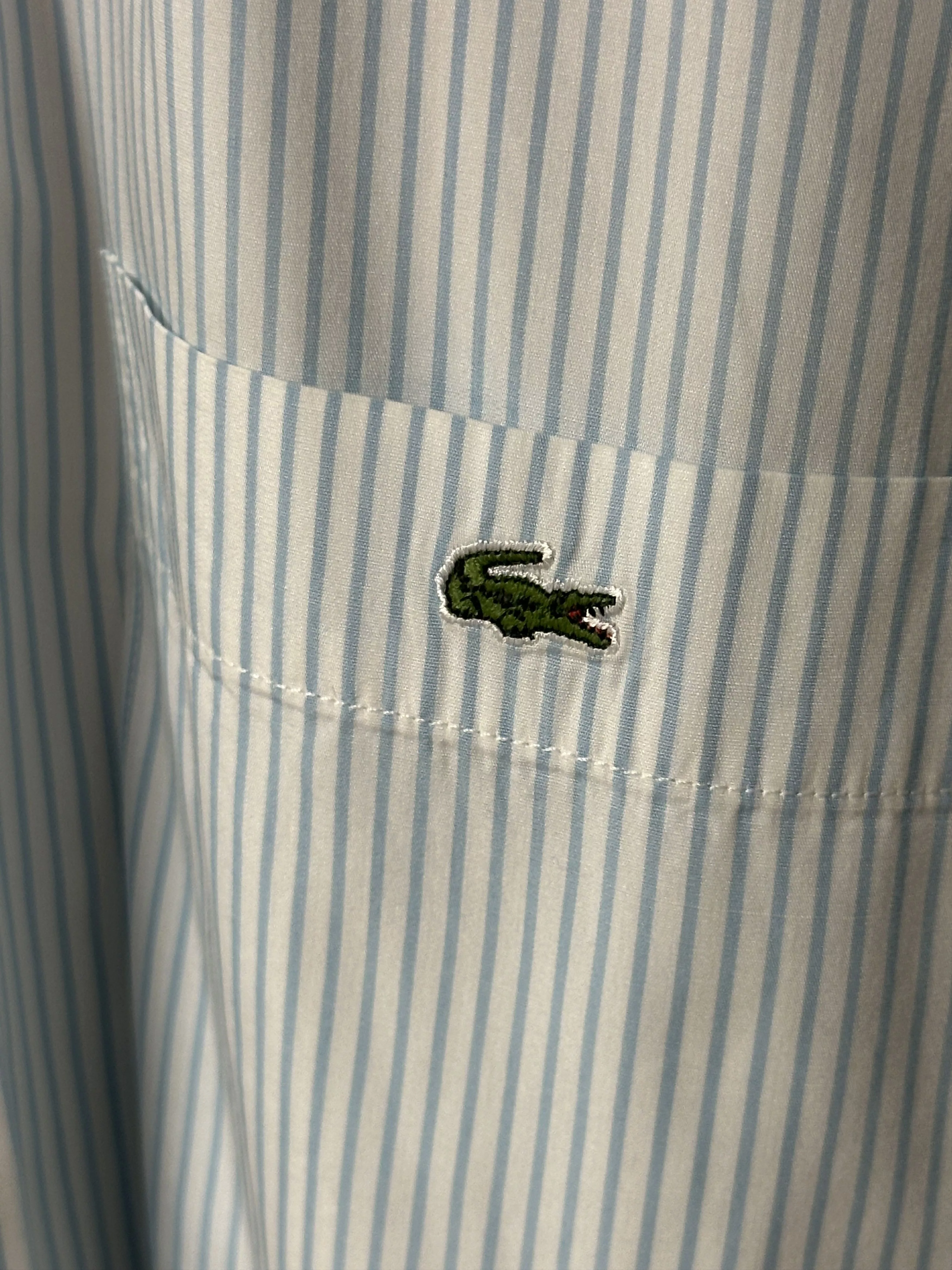 Lacoste Shirts Button Ups Lacoste Men's Light Blue and White Stripped Shirt Size 42 Multi