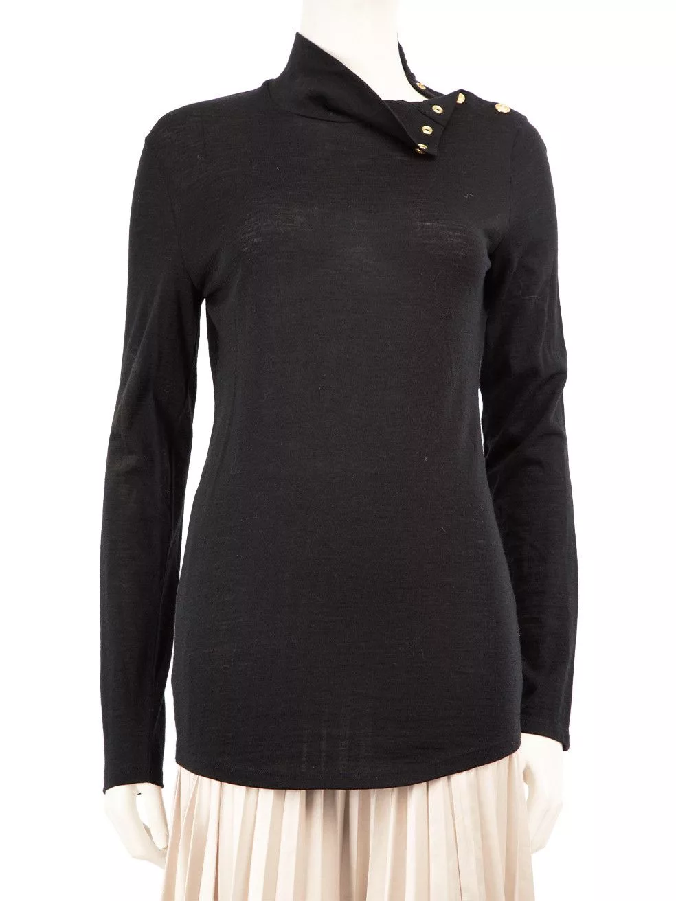 Balmain Sweaters Balmain Black Button Detail Turtleneck Jumper