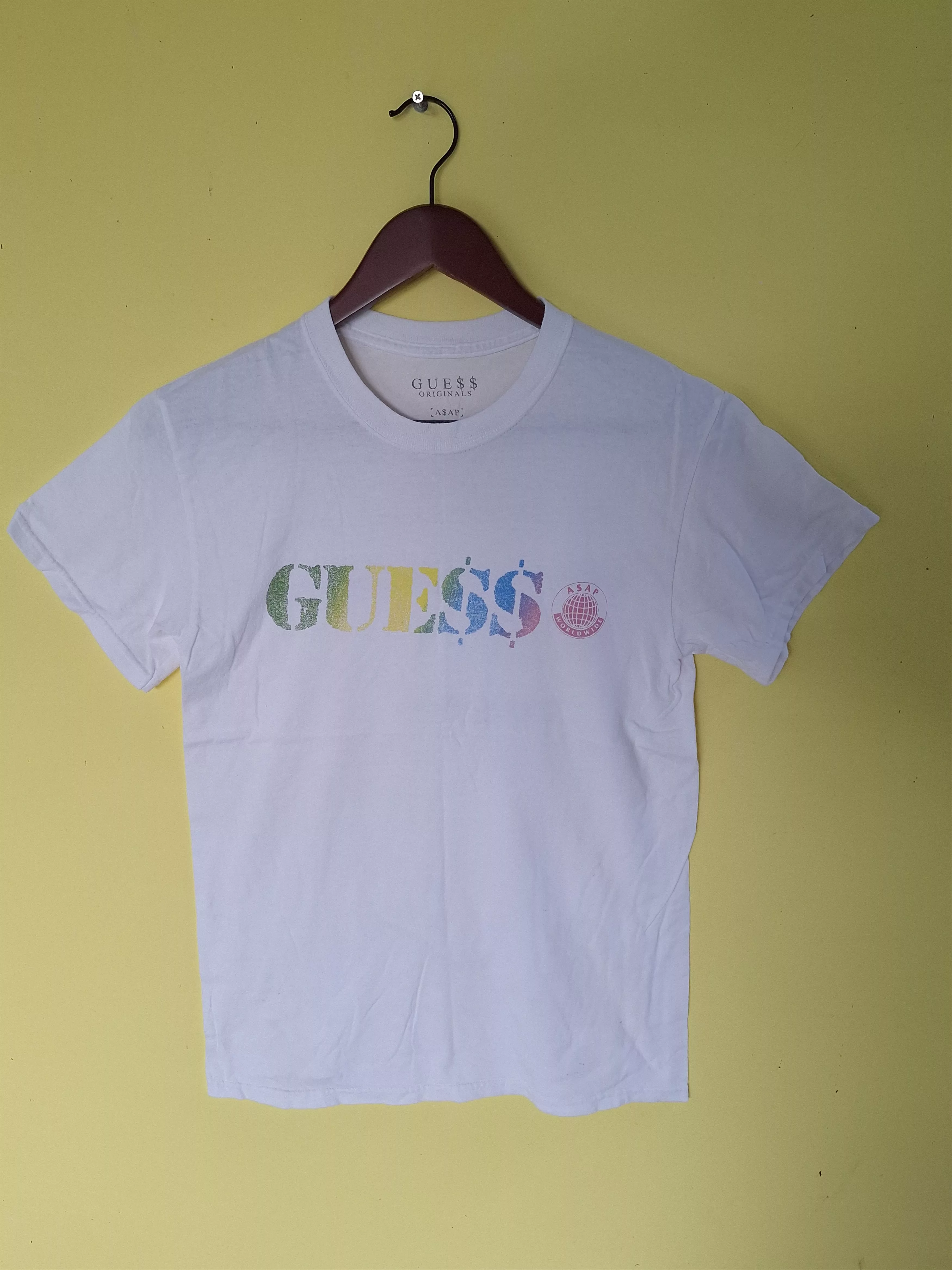 A$AP Rocky Short Sleeve T Shirts A$AP Rocky × Guess Guess Asap Tees t shirt White