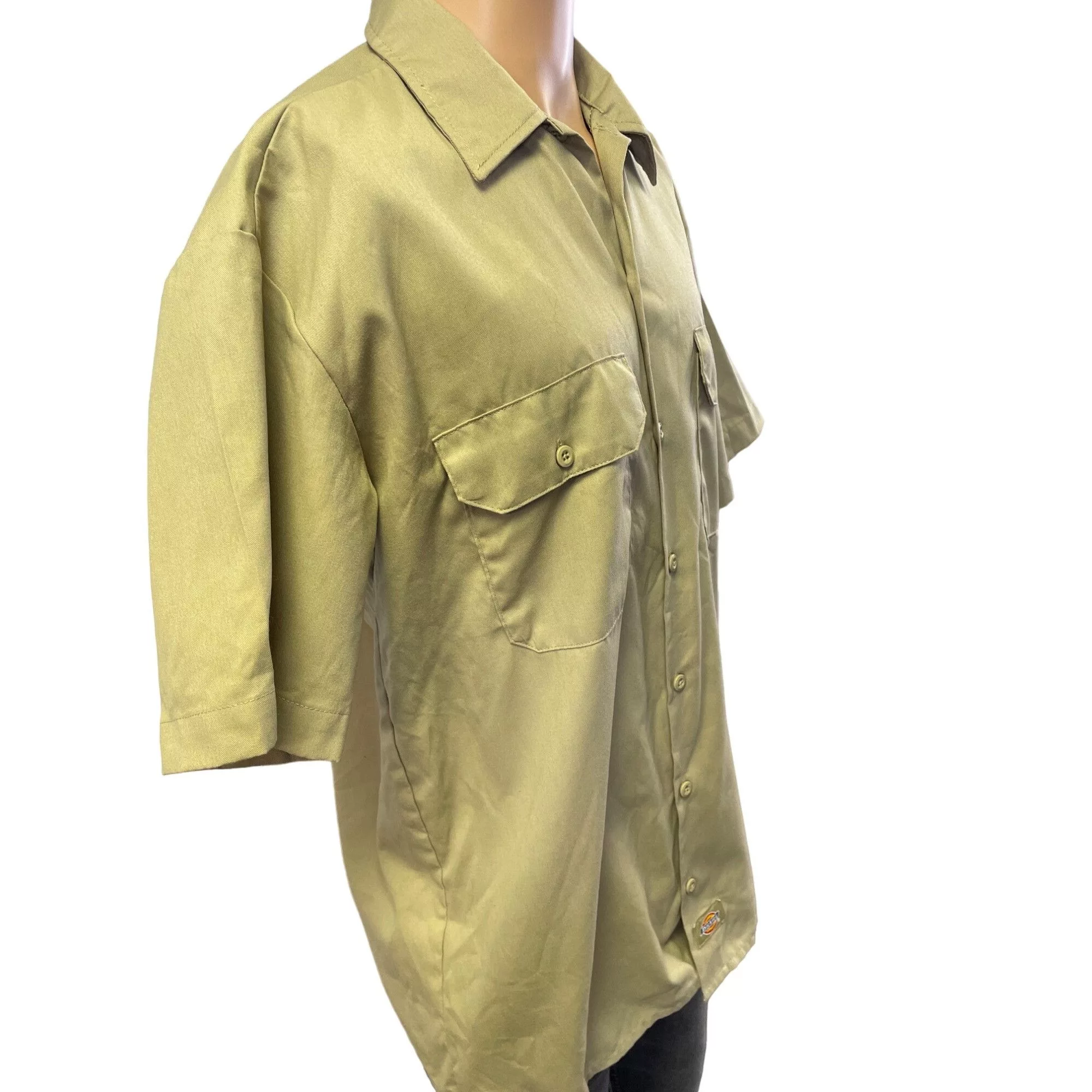 Dickies Shirts Button Ups Dickies Flex Men's Khaki Button up Short Sleeve Work Shirt S Brown