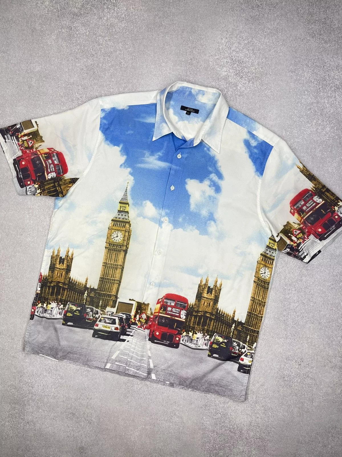 George Shirts Button Ups George × Vintage Vintage George London Big Ben Art Crazy Shirt Full Print Multi Avant-Garde