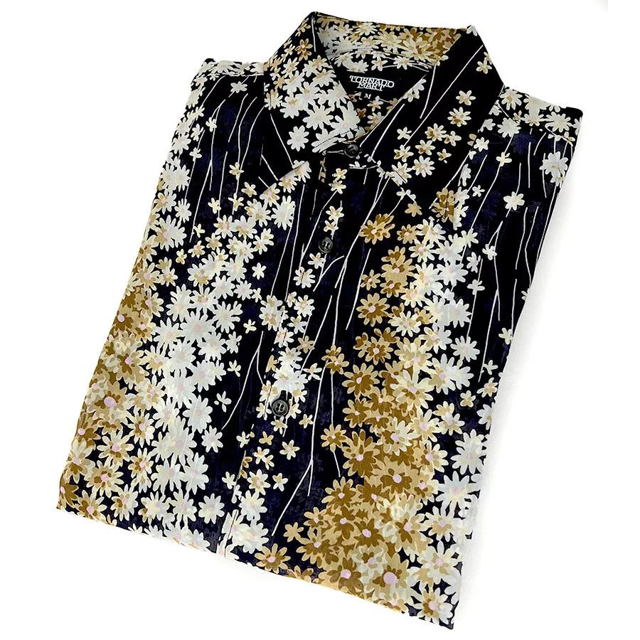 Tornado Mart Shirts Button Ups Tornado Mart Vintage Sheer Flowered Shirt From Japan Black