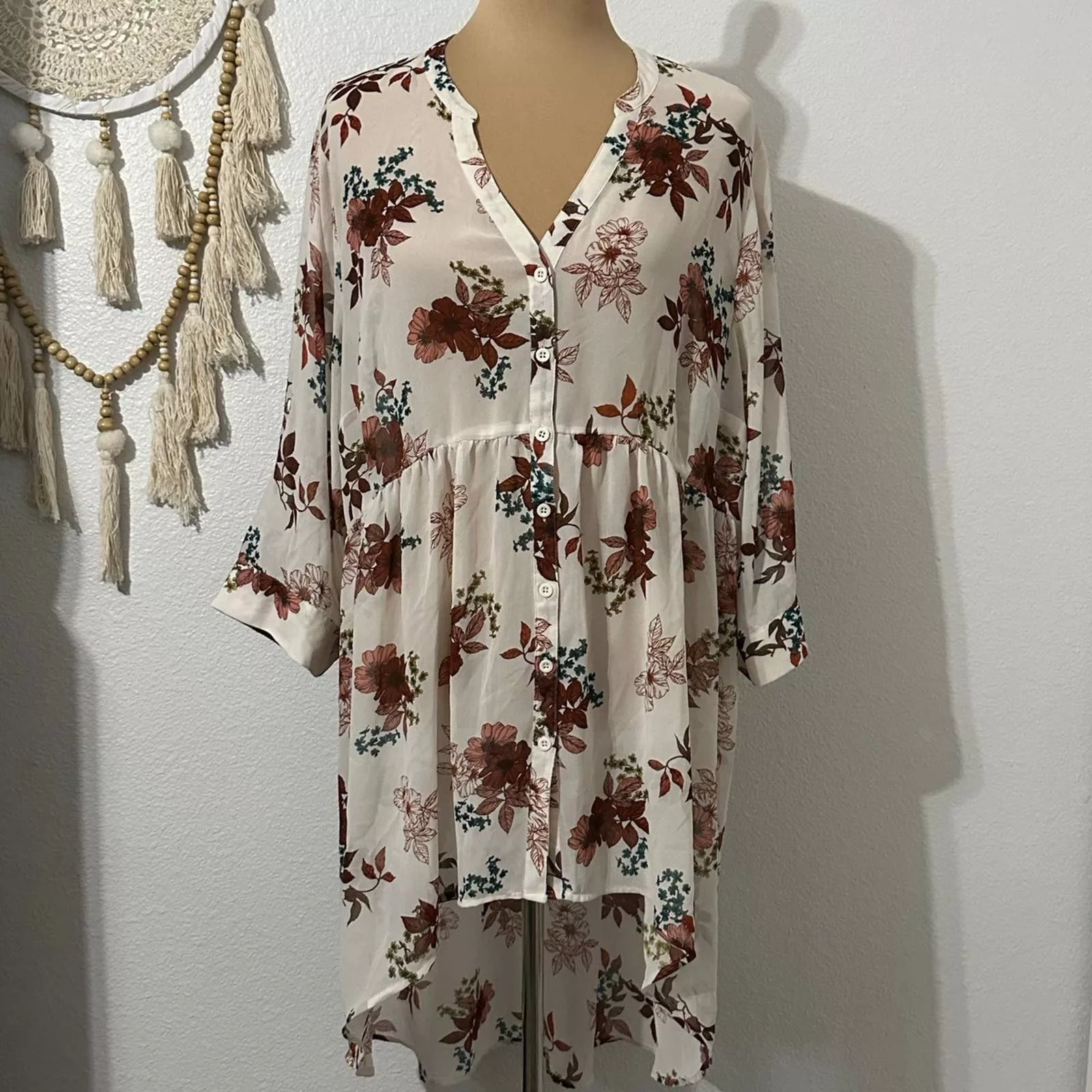 Other Blouses Other torrid Lexi chiffon babydoll tunic Floral blouse Brown