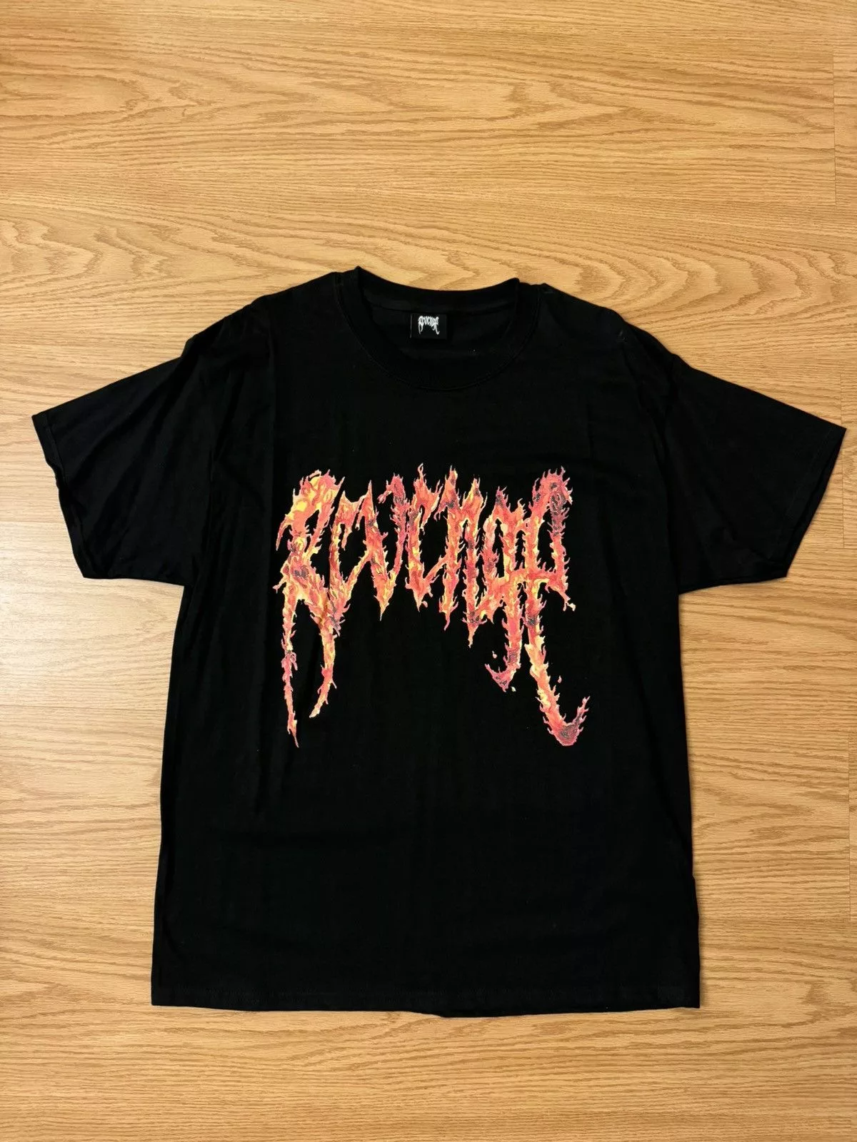 Revenge Short Sleeve T Shirts Revenge Red Inferno Tee Black Streetwear