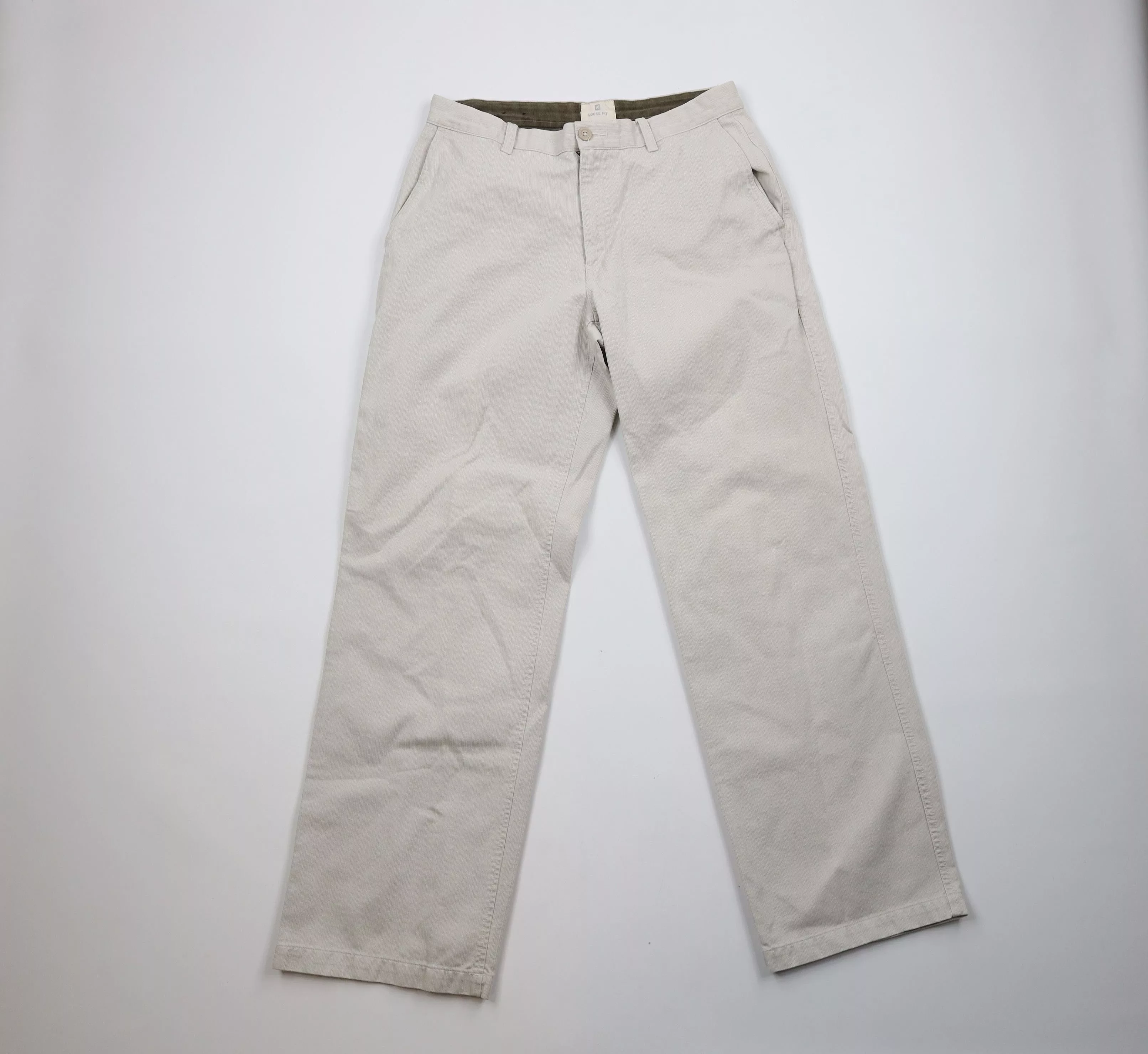 Gap Casual Pants Gap × Vintage Vintage Gap Loose Fit Wide Leg Striped Chino Pants Beige