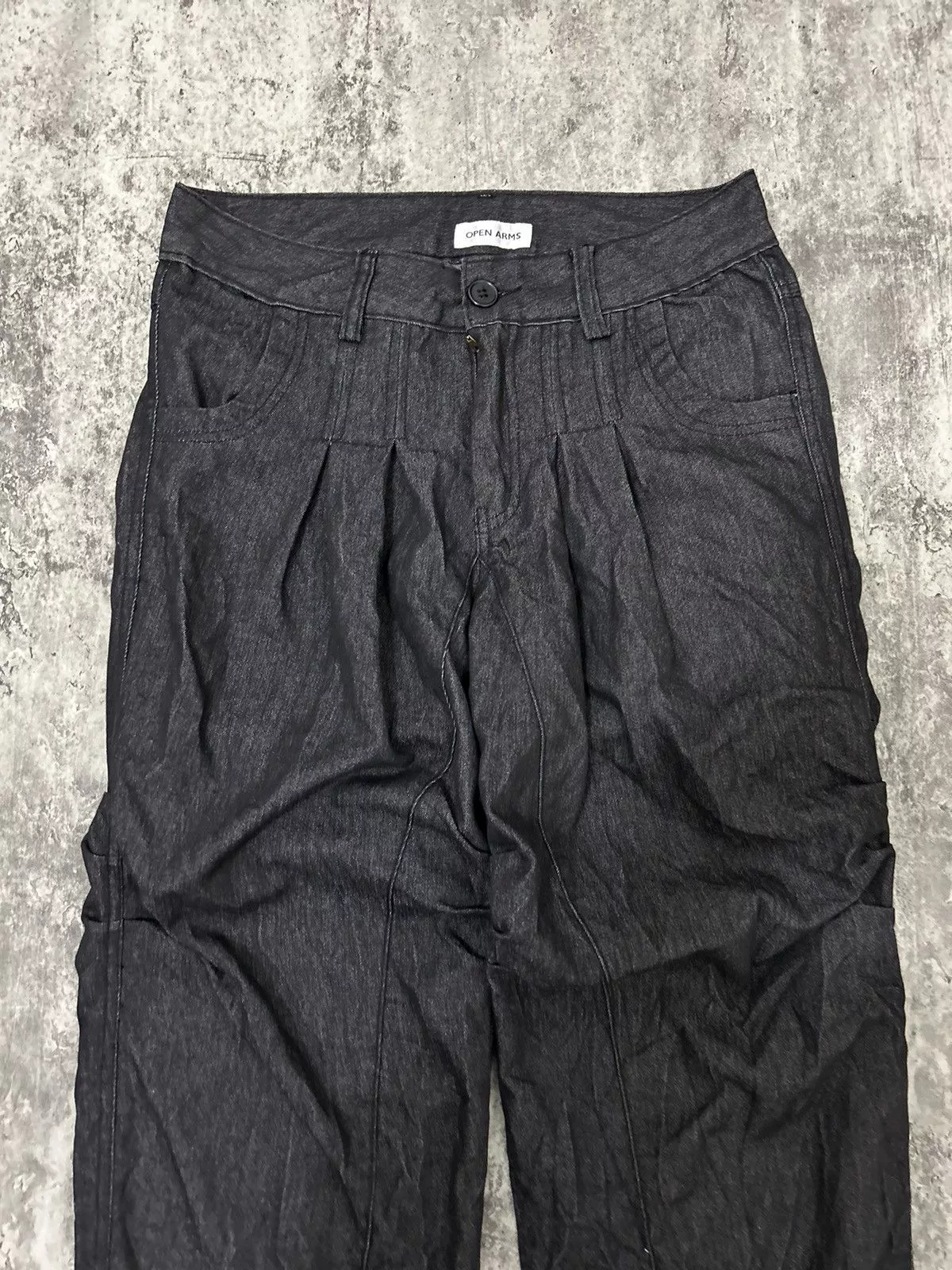 Japanese Brand Casual Pants Japanese Brand Open Arms Pants Black Vintage