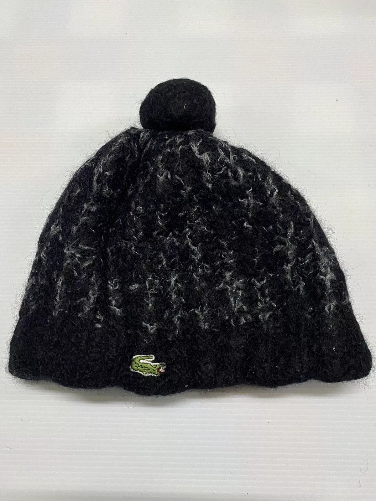 Lacoste Hats Lacoste × Vintage Lacoste Small Logo Embroidery Wool Snowcap/Hat Beanie Black