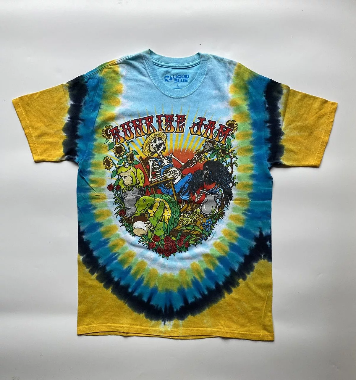 Liquid Blue Long Sleeve T Shirts Light Fantasy Sunrise Jam Tie-Dye T- Shirt Tee Liquid Blue Yellow
