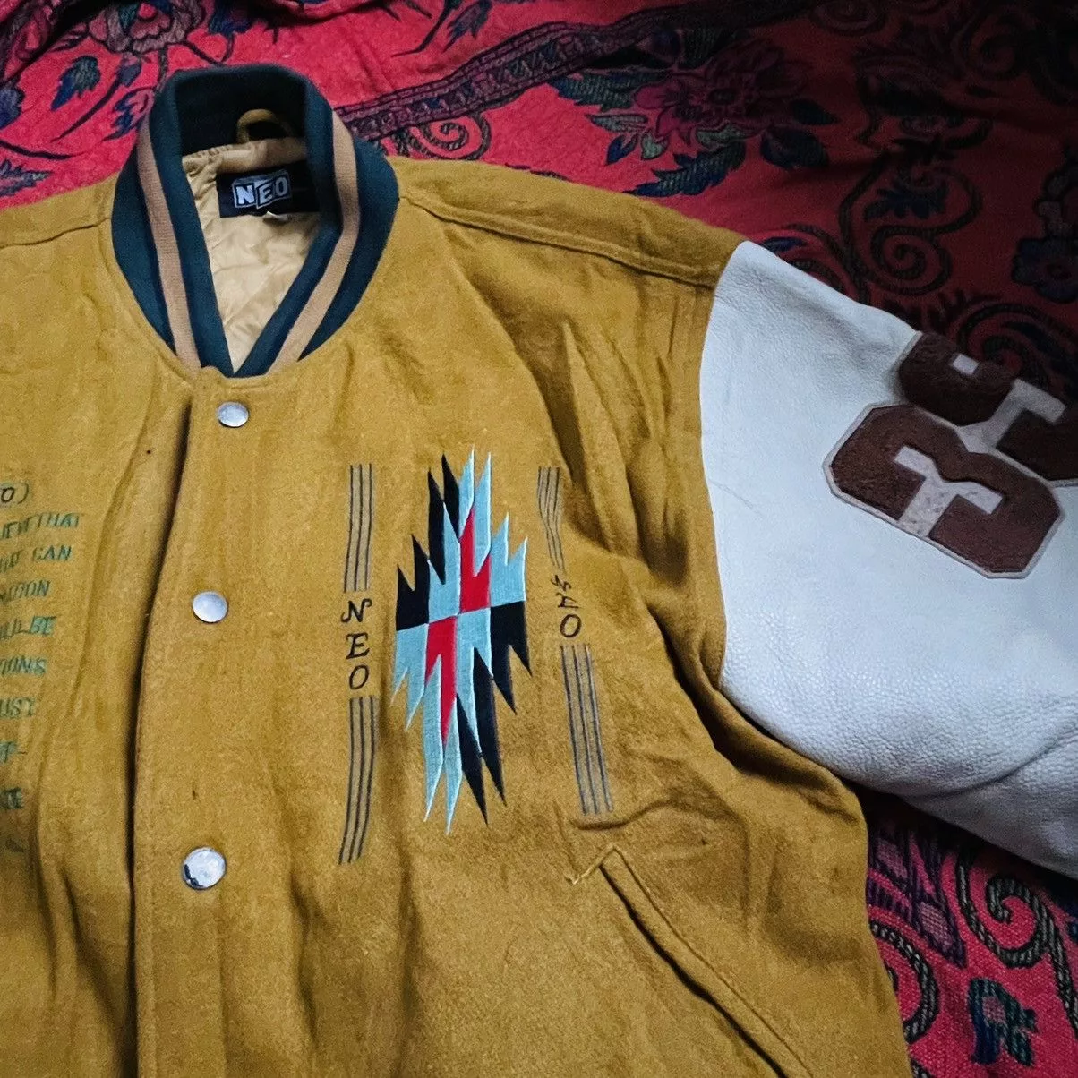 Vintage Leather Jackets Vintage Neo Blood Varsity Jacket Gold