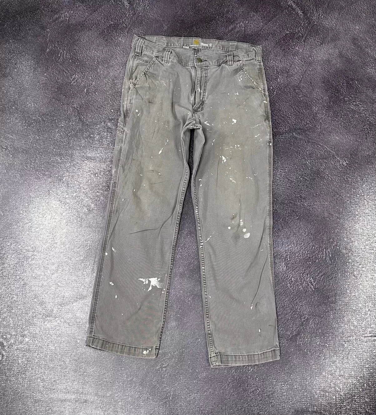 Carhartt Denim Vintage Carhartt Work Gray Painted Hype Baggy Pants Jeans Streetwear