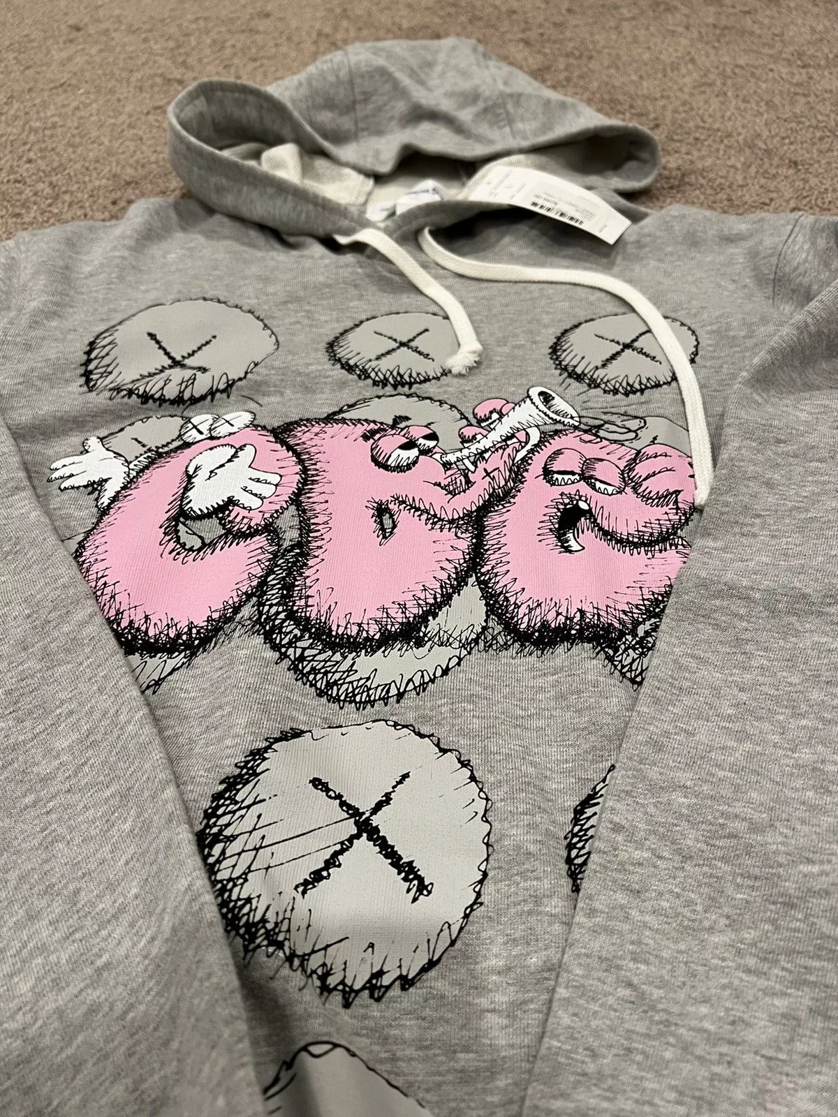 Comme des Garcons Sweatshirts Hoodies Comme des Garcons × Kaws Brand new Comme des garçons X Kaws hoodie print grey Large Gray