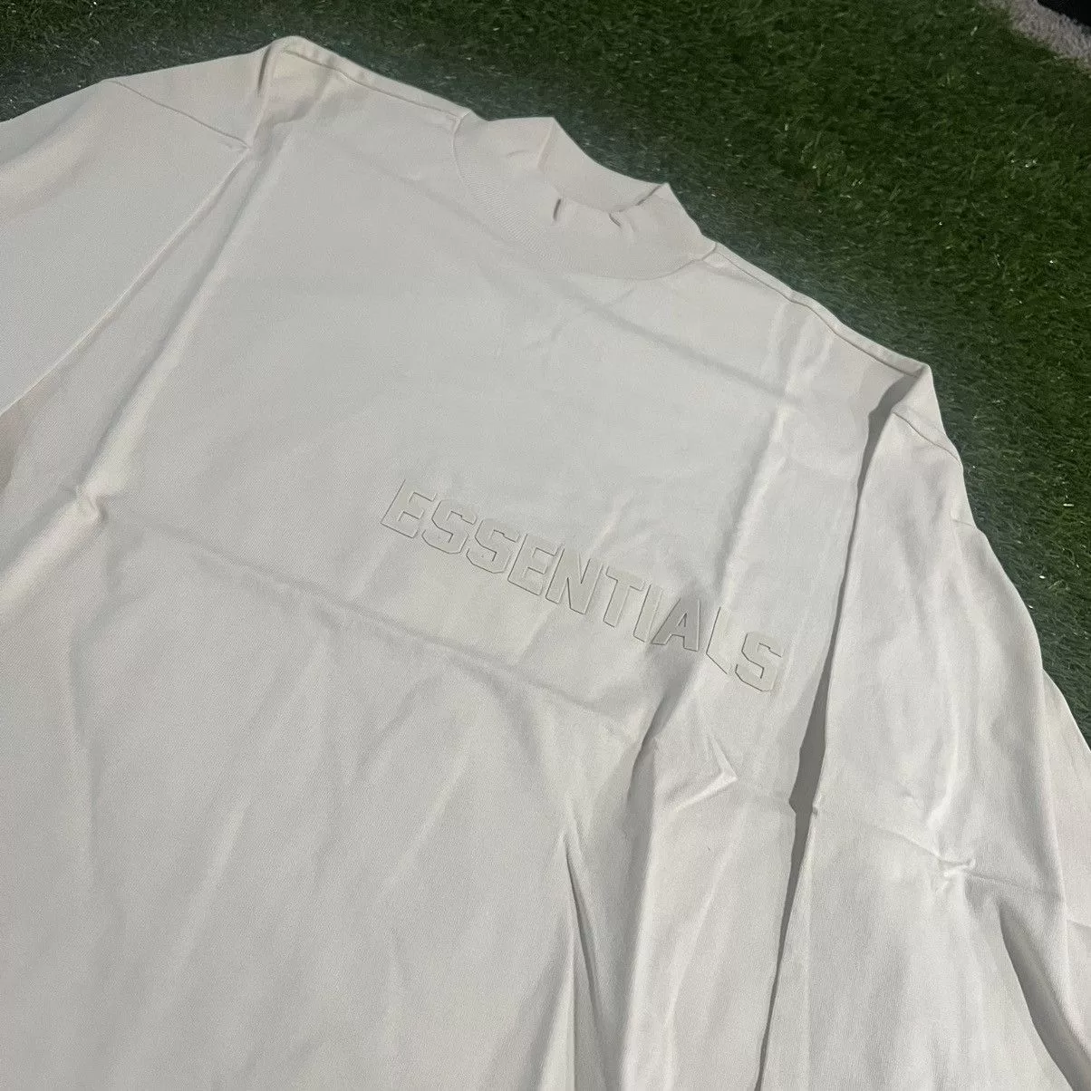Essentials Long Sleeve T Shirts Fear Of God Essentials Eggshell Long Sleeve Size XXS White
