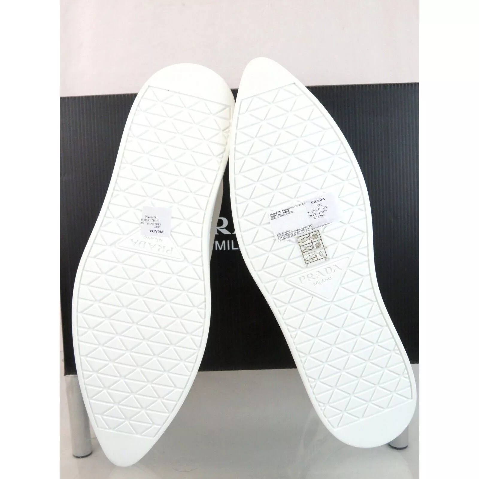 Prada Hi Top Sneakers Prada 1T618M WHITE BLACK POLKA CANVAS LOGO POINTY CAP SNEAKERS 38