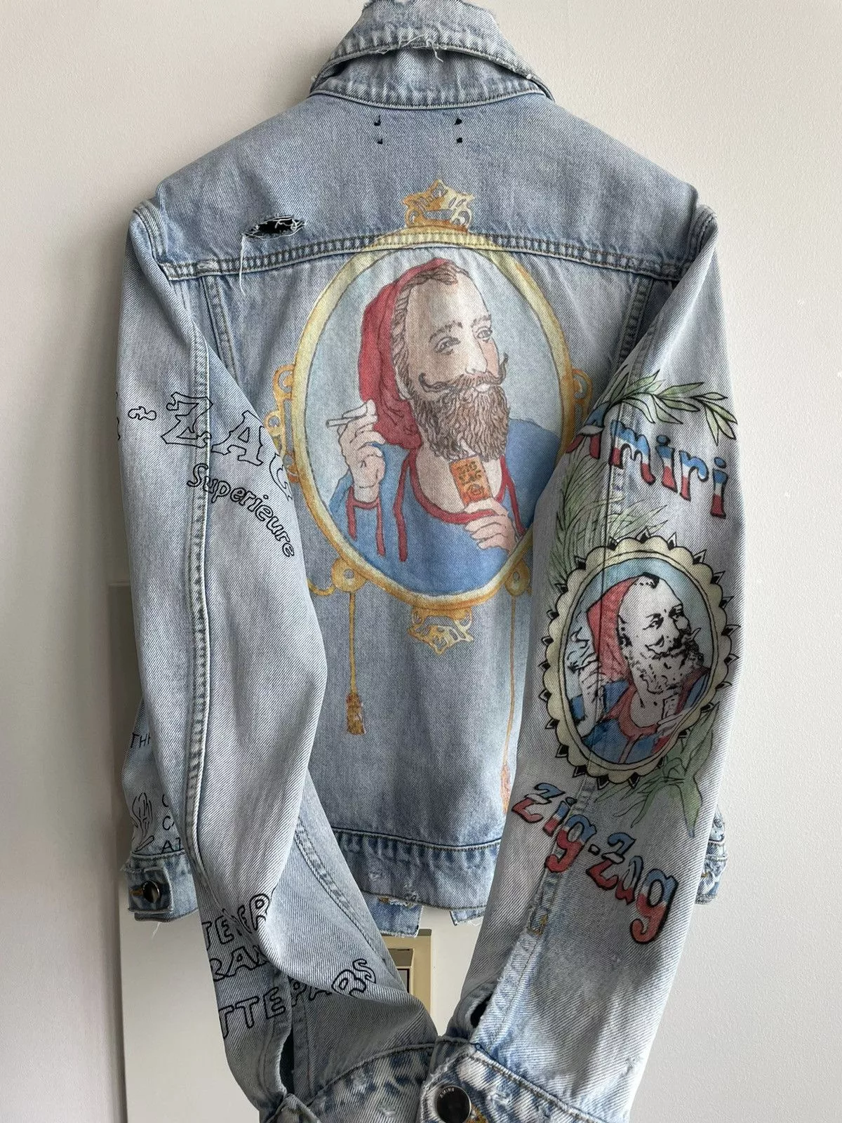 Amiri Light Jackets Amiri $1,900 Value Runway Limited Zig Zag Denim Trucker Jacket Blue